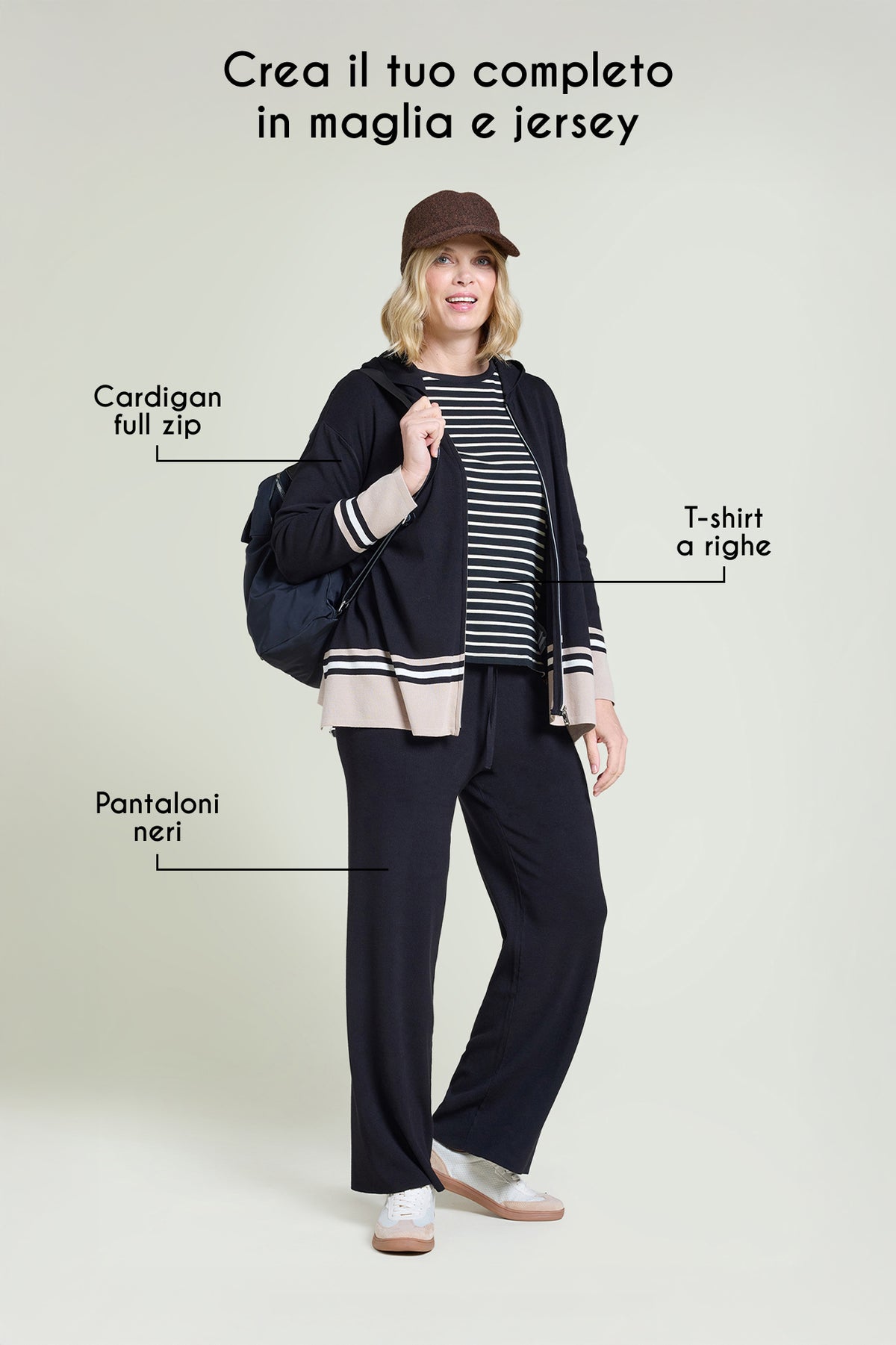 CARDIGAN CON ZIP E CAPPUCCIO