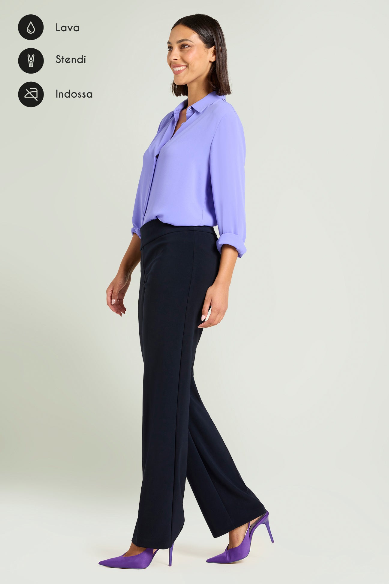 PANTALONI PULL-ON DRITTO IN COMPATTO STRETCH