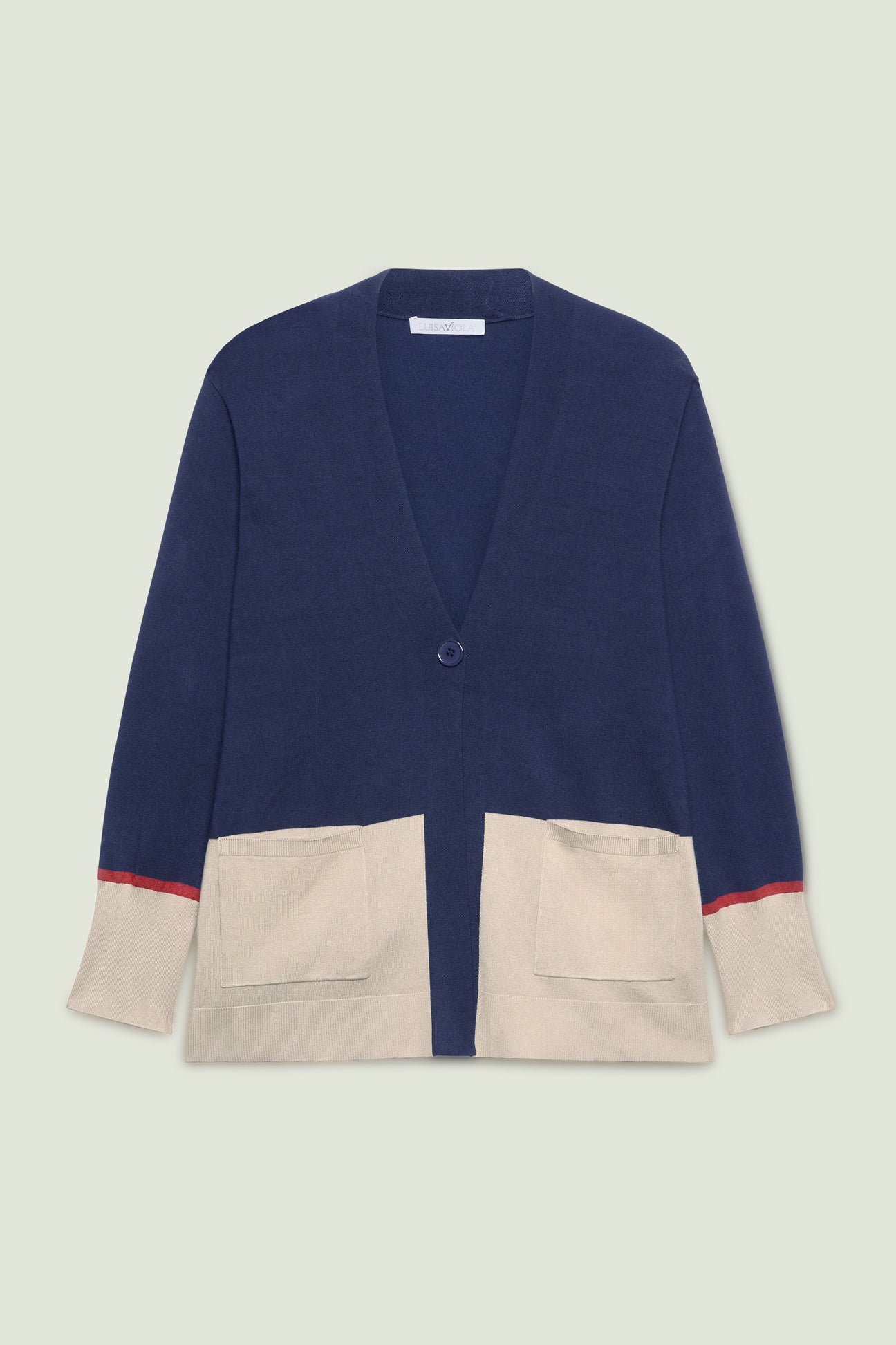 CARDIGAN COLOR-BLOCK IN VISCOSA COMFORT