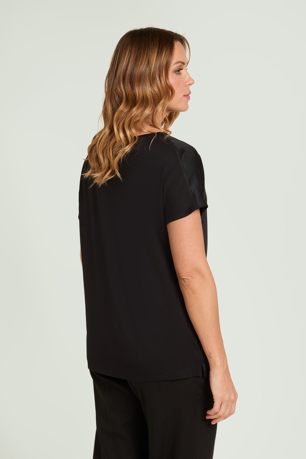 BLUSA IN RASO E JERSEY