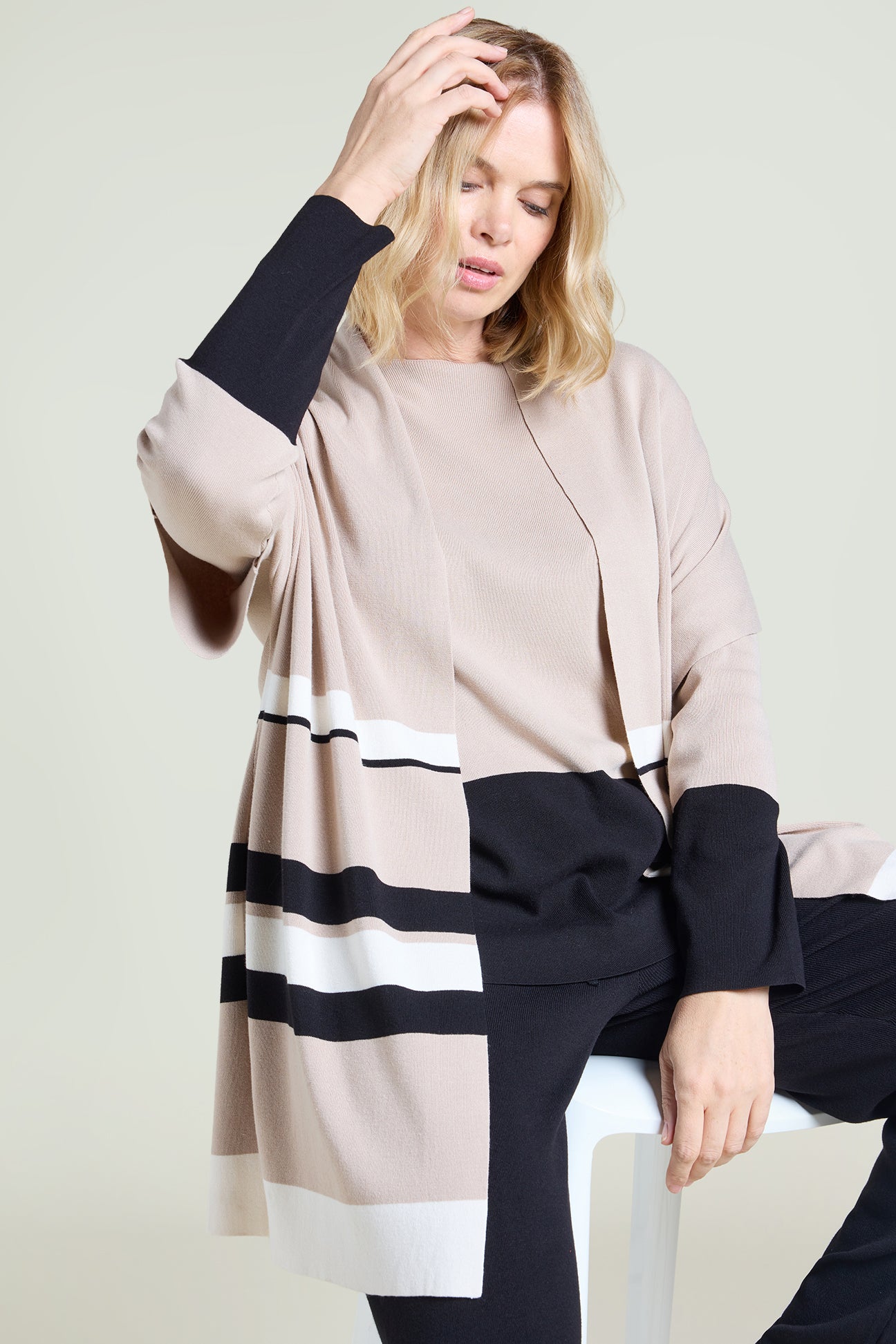 CARDIGAN A RIGHE COLOR BLOCK