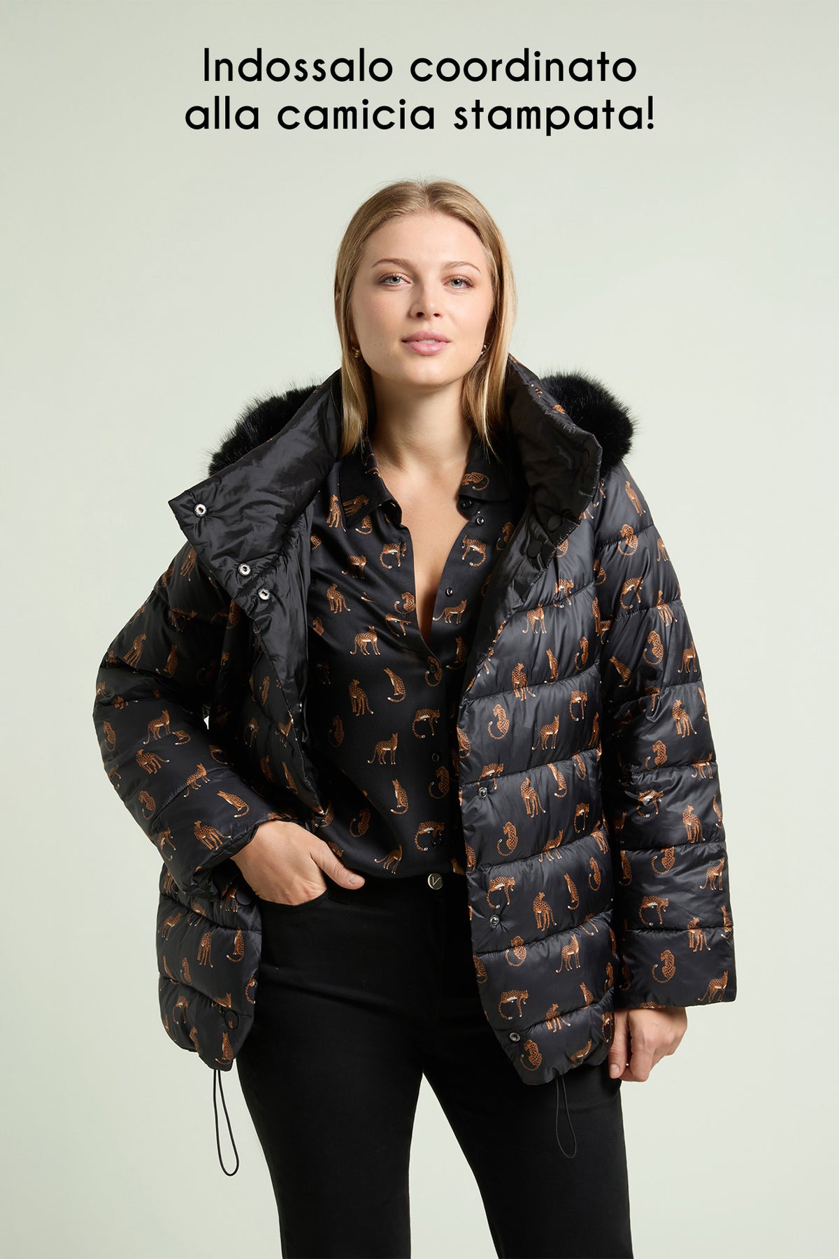 PIUMINO REVERSIBILE CON STAMPA ANIMALIER