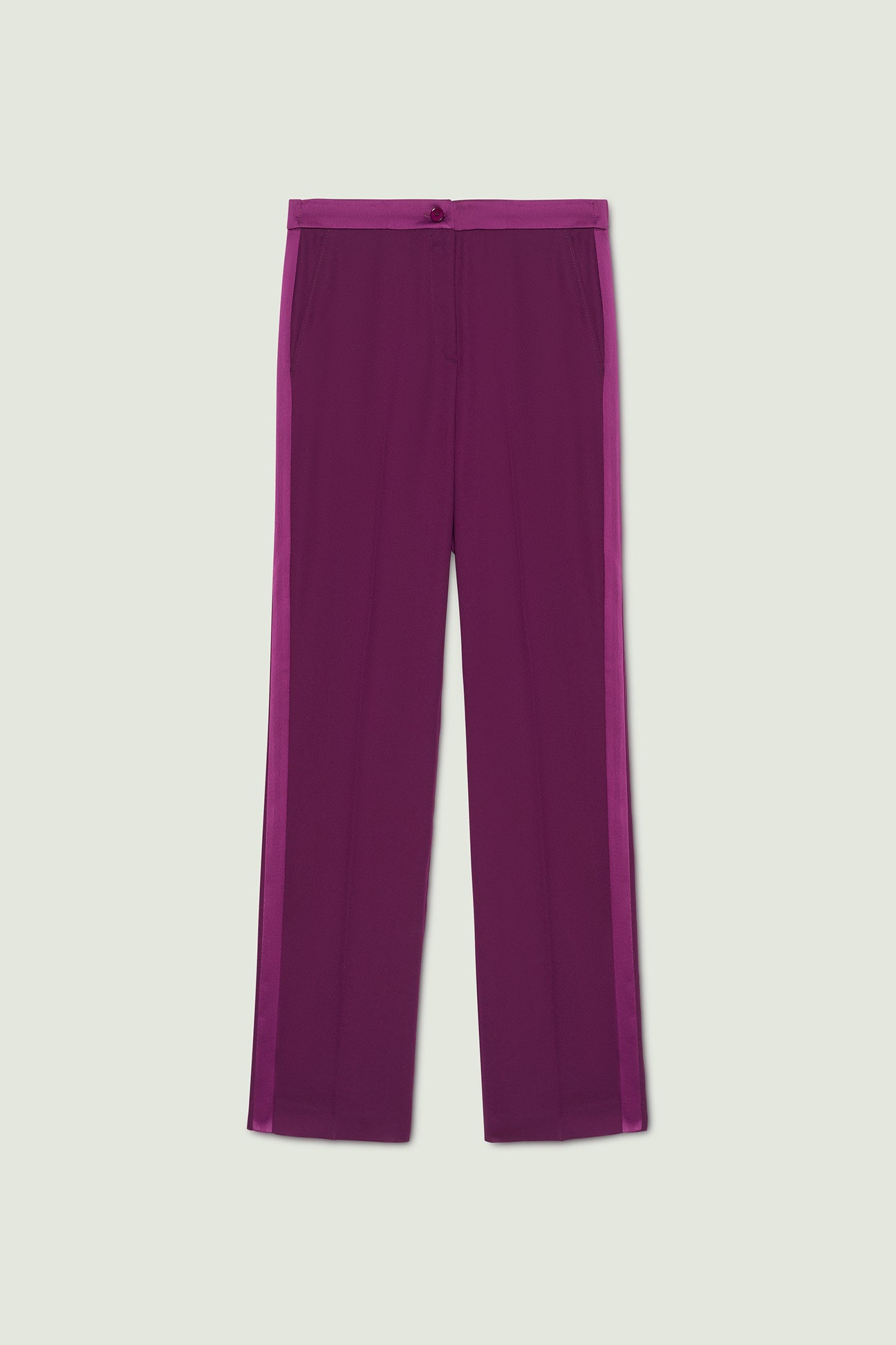 PANTALONI IN CADY CON BANDE IN RASO