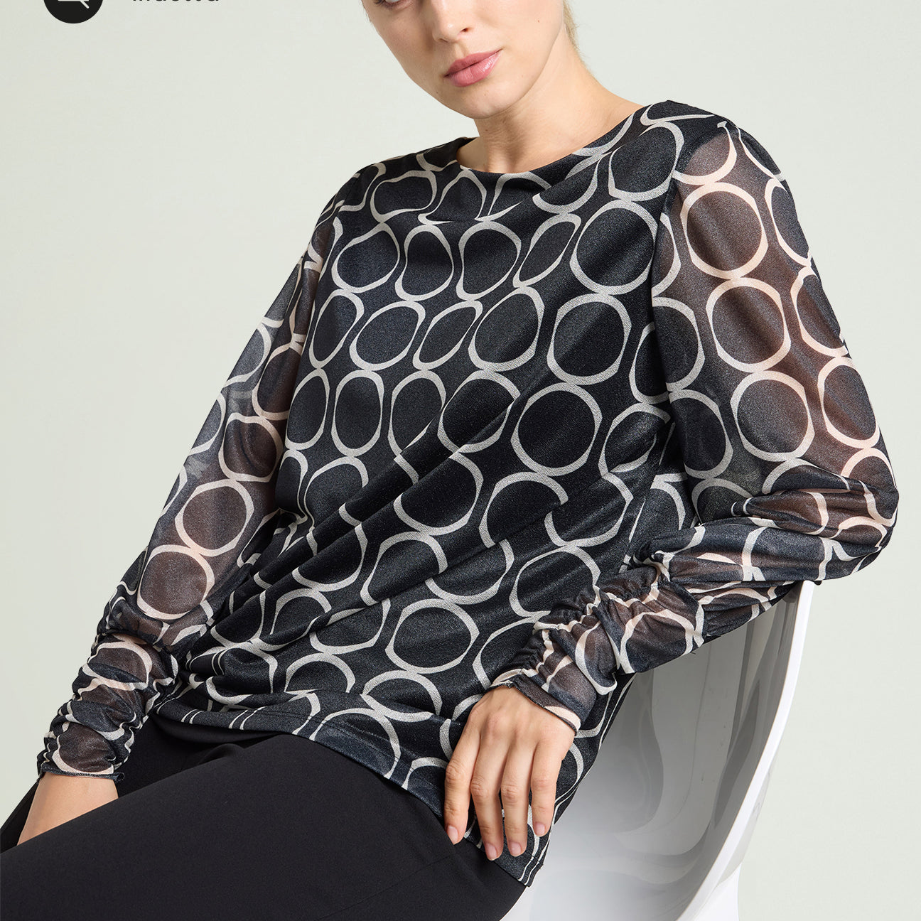 BLUSA IN TULLE STAMPATO