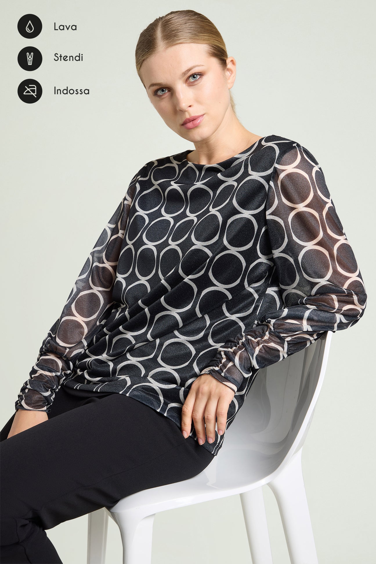 BLUSA IN TULLE STAMPATO