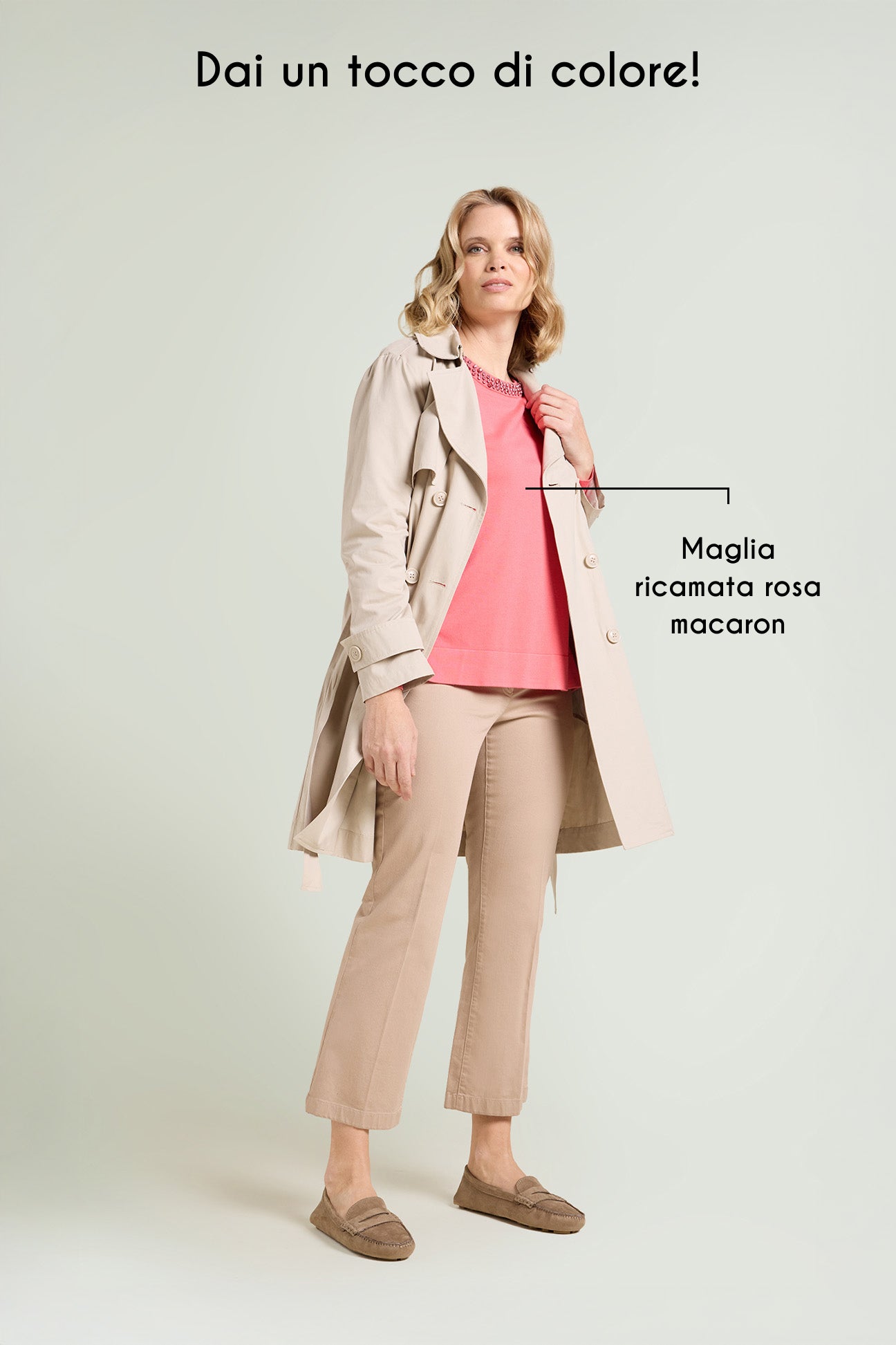 TRENCH CON COLLO RICAMATO