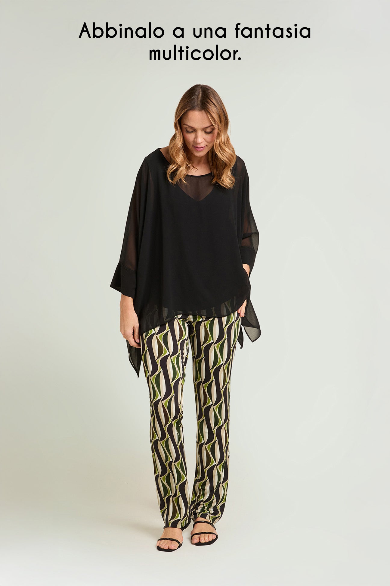 PONCHO IN CREPONNE CON TOP IN JERSEY
