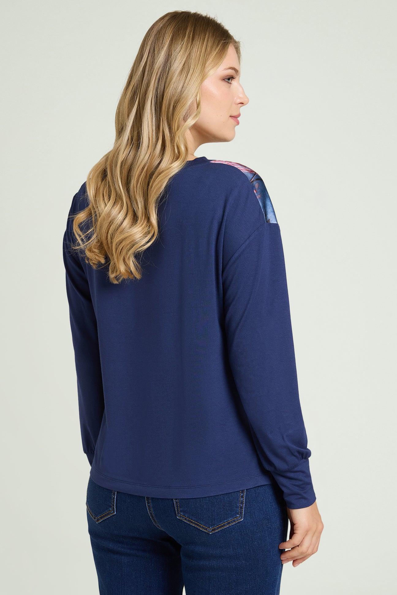 BLUSA IN JERSEY E SATIN STAMPATO