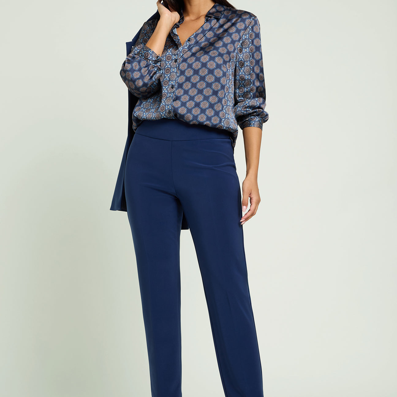 PANTALONI PULL-ON A SIGARETTA IN COMPACT STRETCH