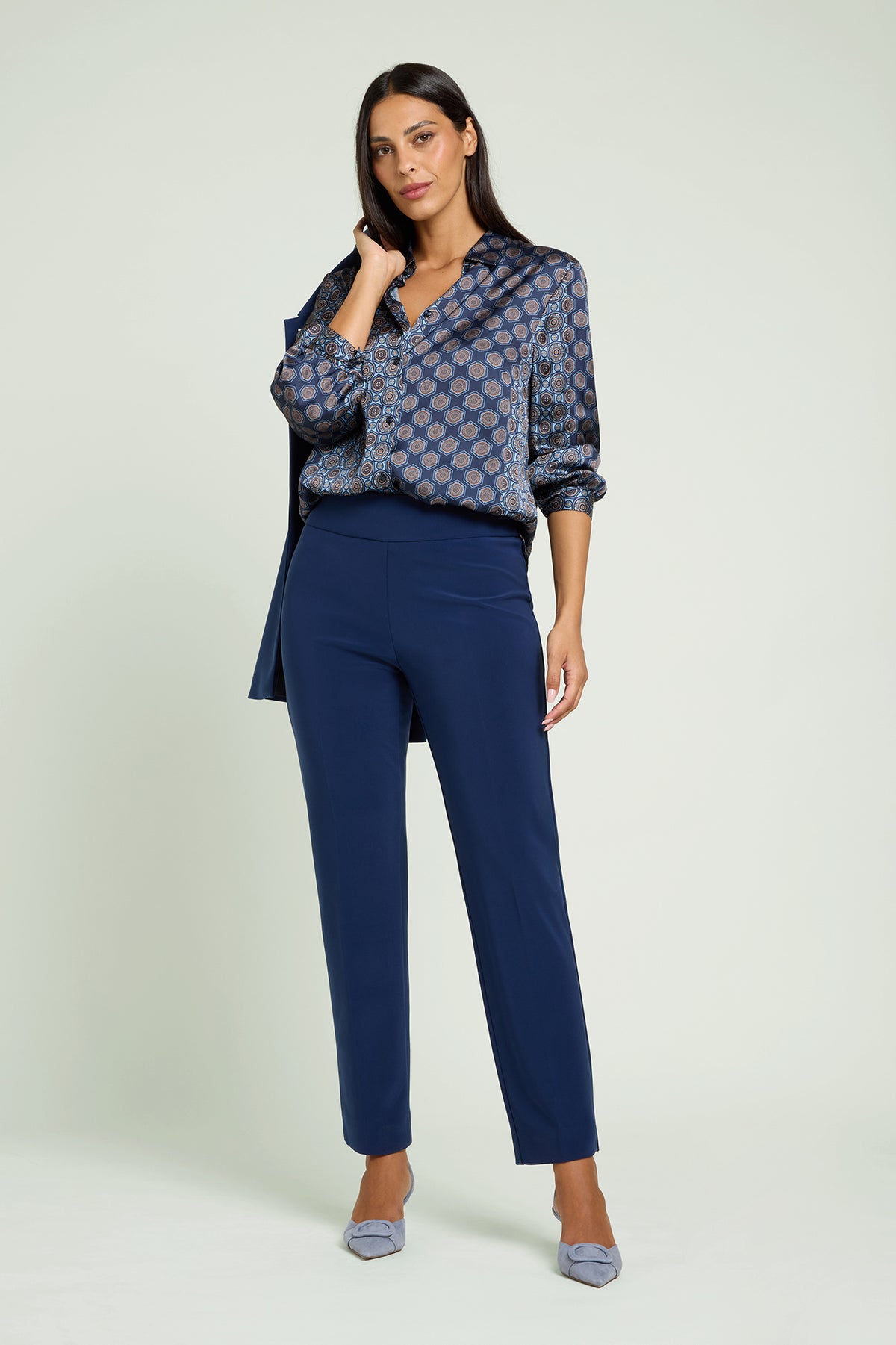 PANTALONI PULL-ON A SIGARETTA IN COMPACT STRETCH