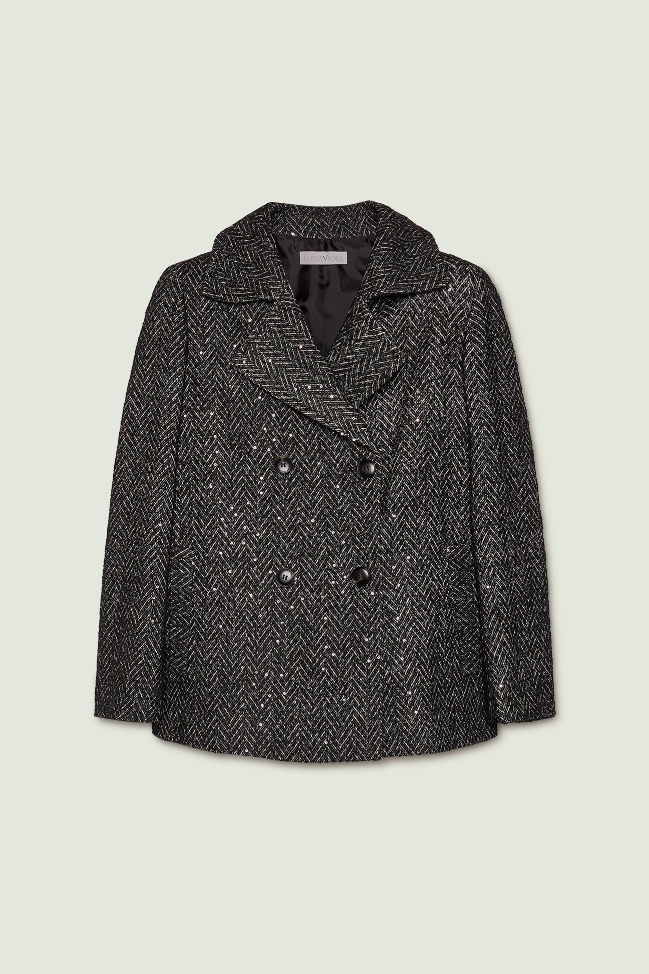 GIACCONE PEA COAT IN CHEVRON PAILLETTES