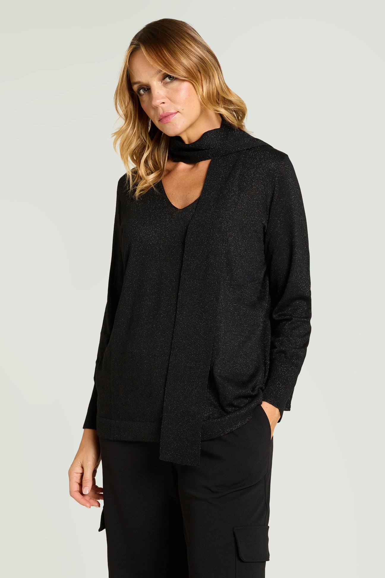 MAGLIA SHINY CON SCIARPINA