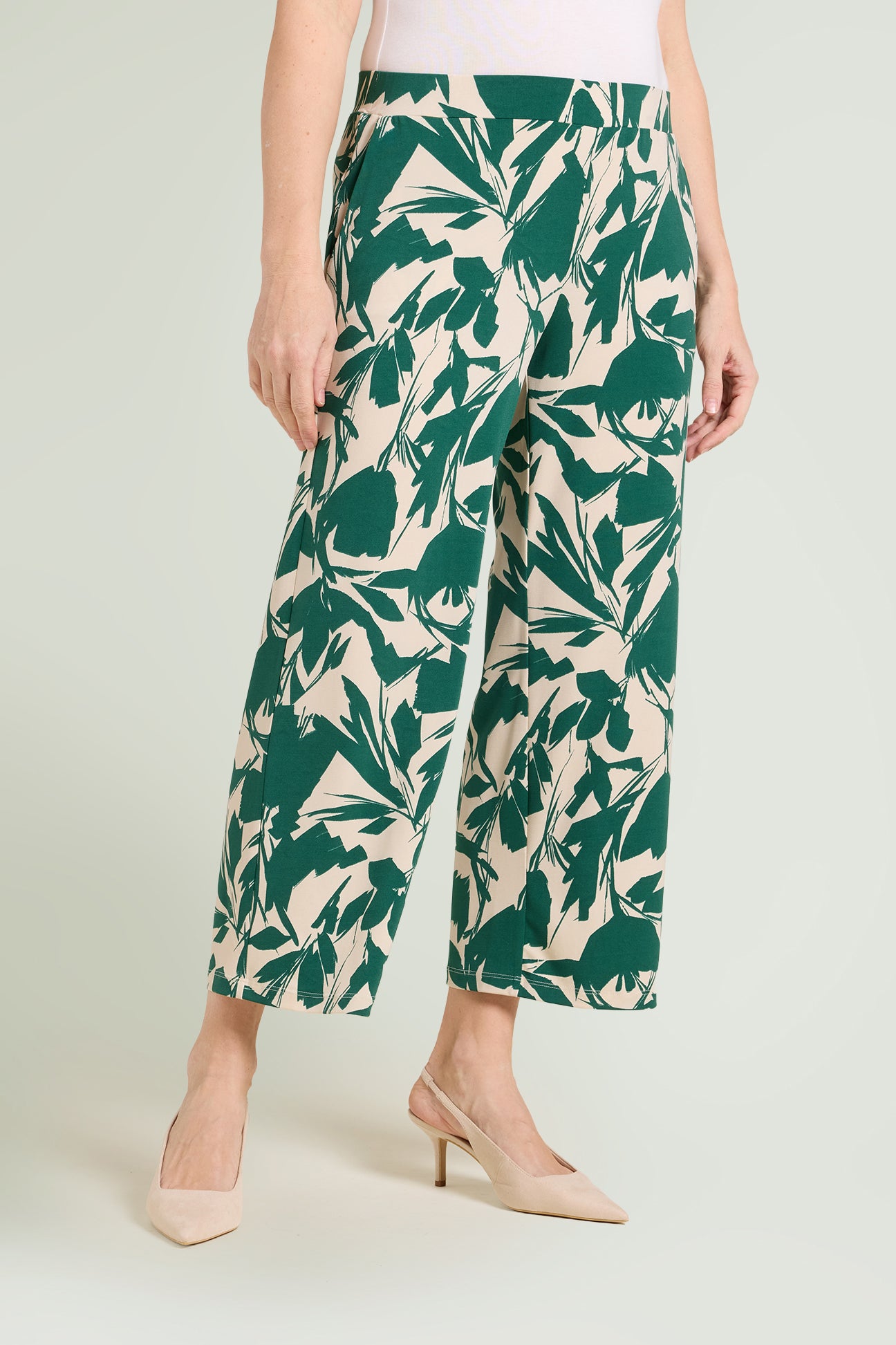 PANTALONI PULL-ON CROPPED IN JERSEY STAMPATO