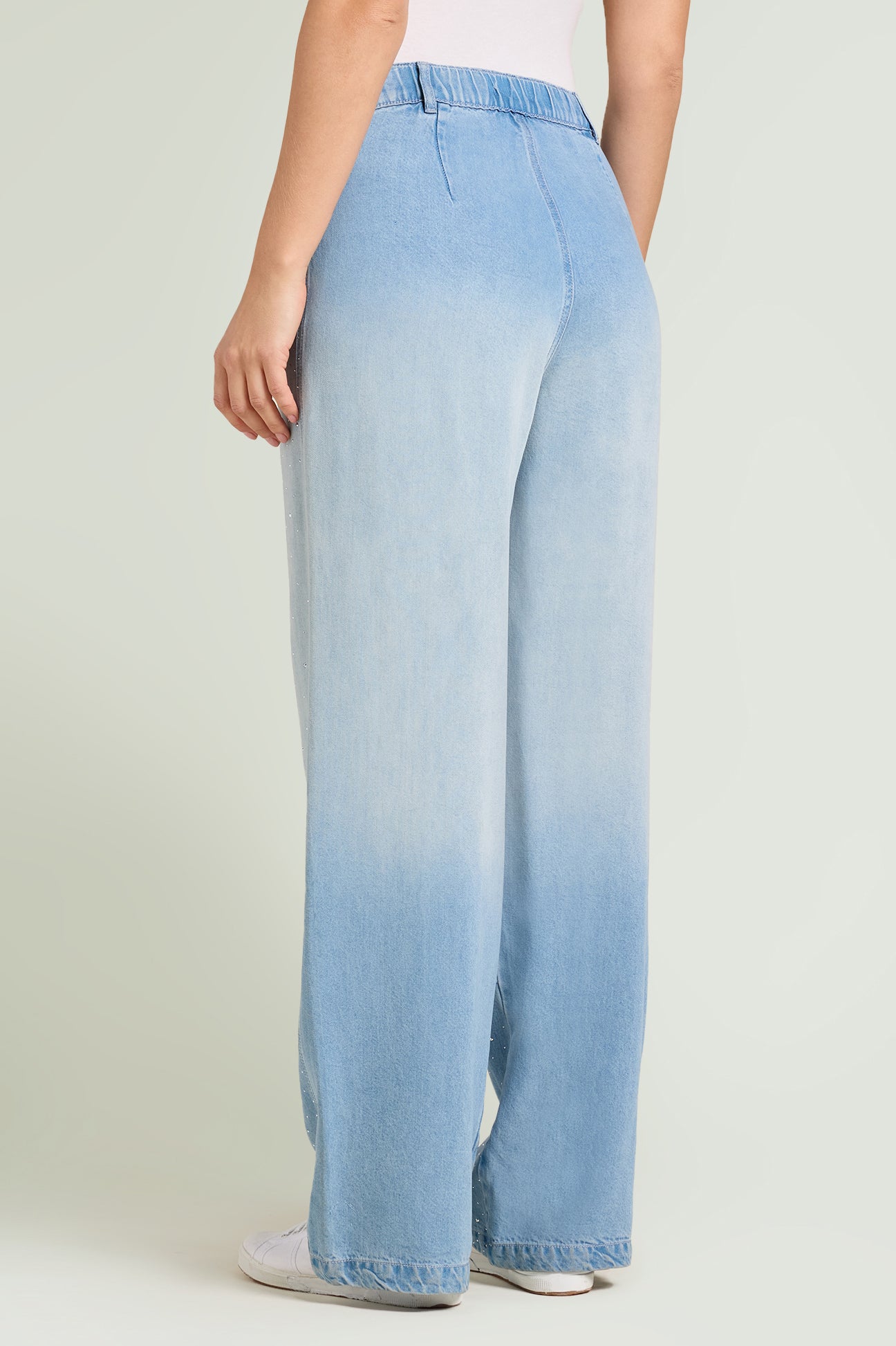 JEANS WIDE LEG CON PUNTI LUCE