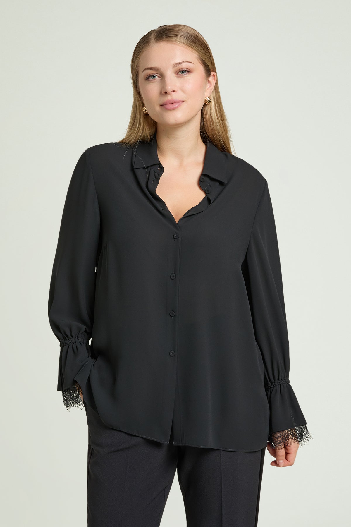 CAMICIA CON POLSO IN PIZZO