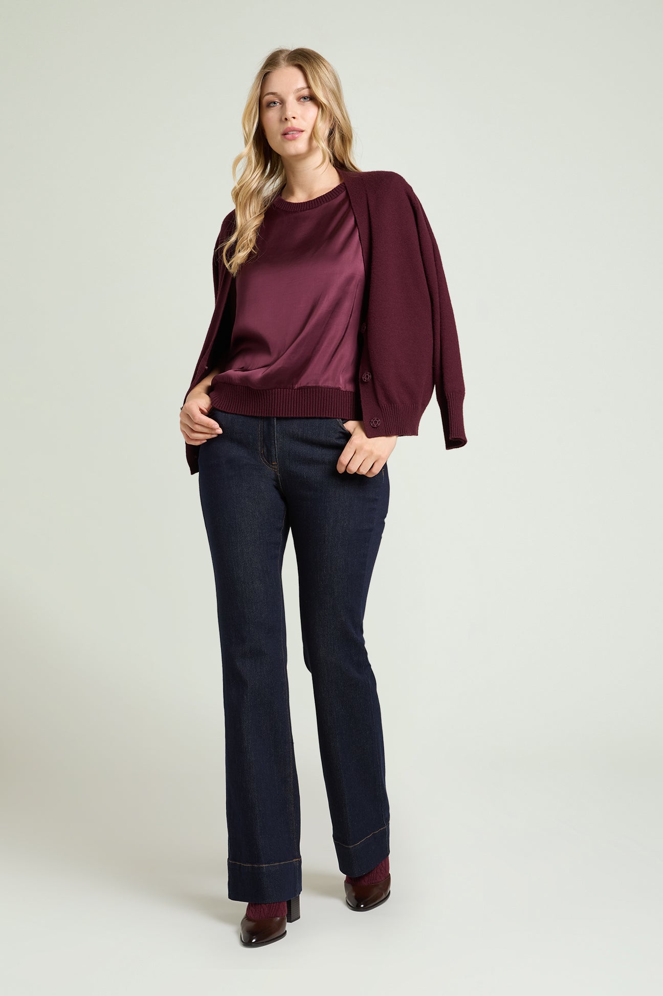TOP IN RASO E TRICOT