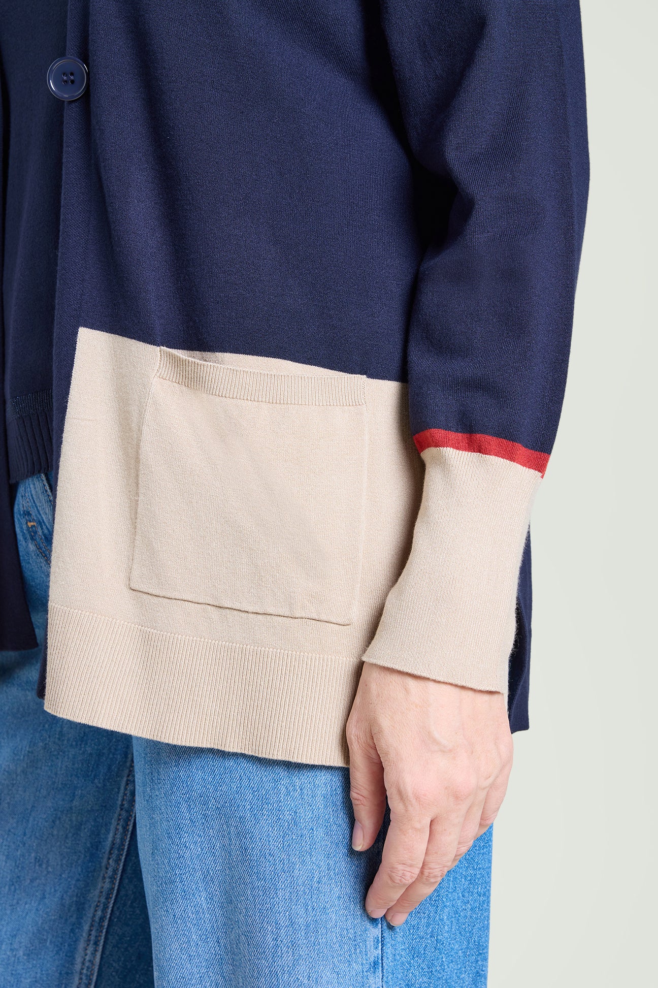 CARDIGAN COLOR-BLOCK IN VISCOSA COMFORT