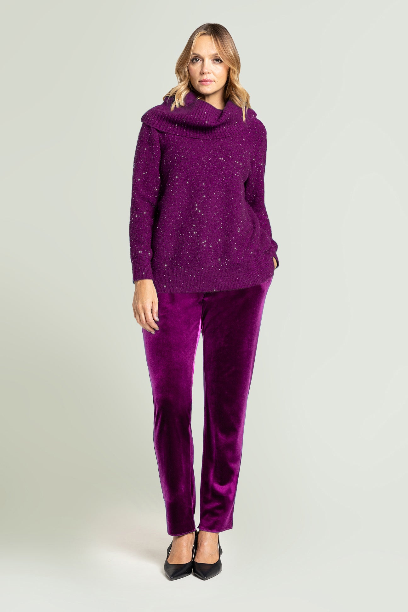 MAGLIA FULL PAILLETTES CON COLLO STACCABILE