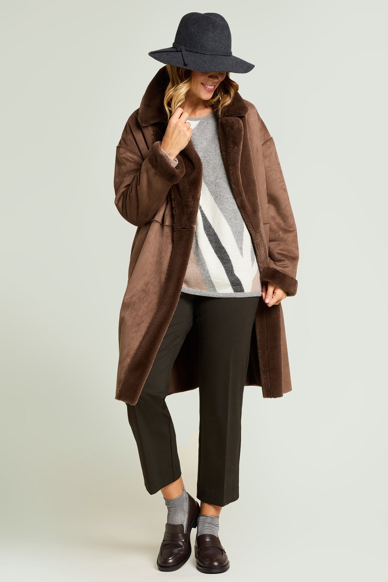 MAGLIA CON INTARSIO IN LANA ALPACA