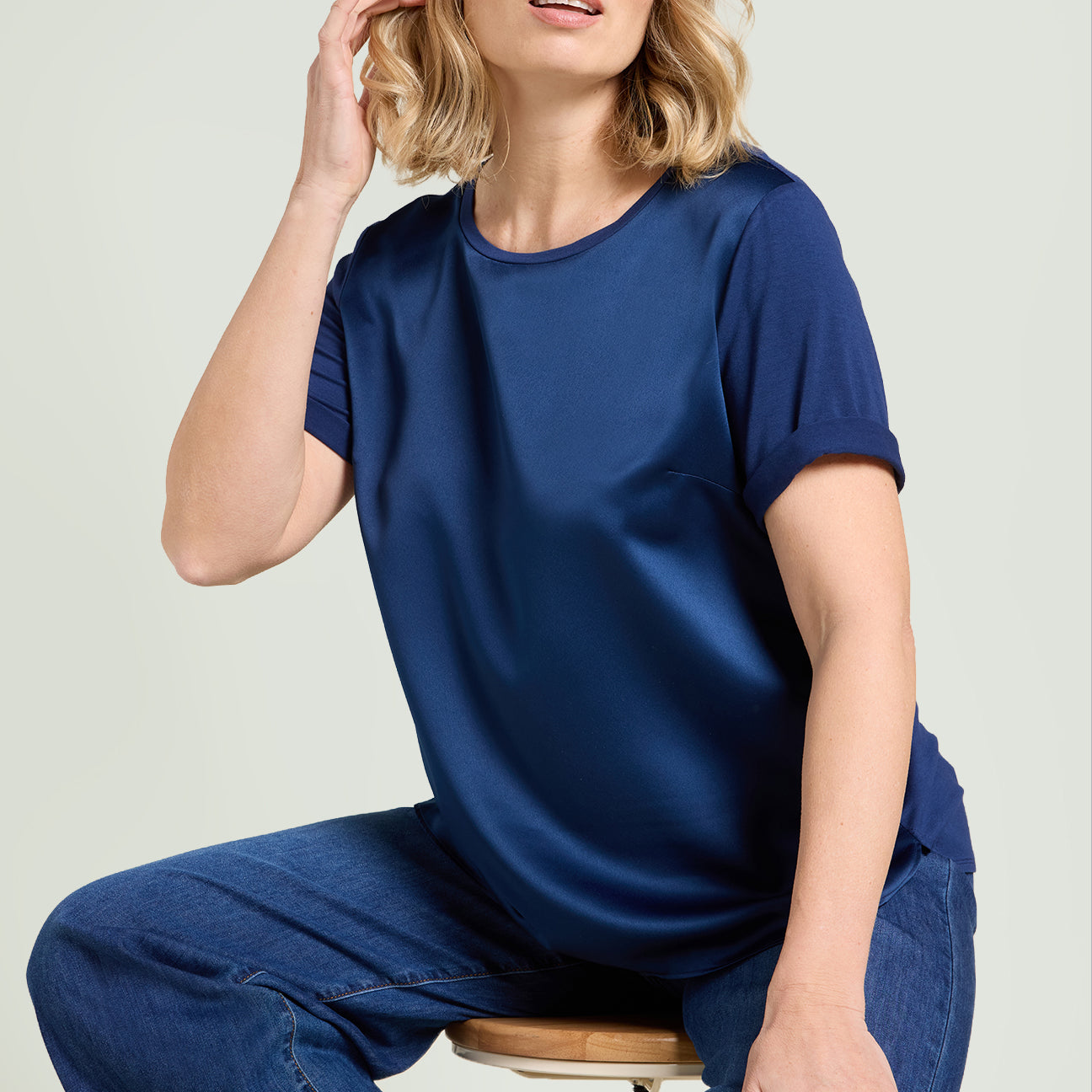 T-SHIRT IN RASO E JERSEY