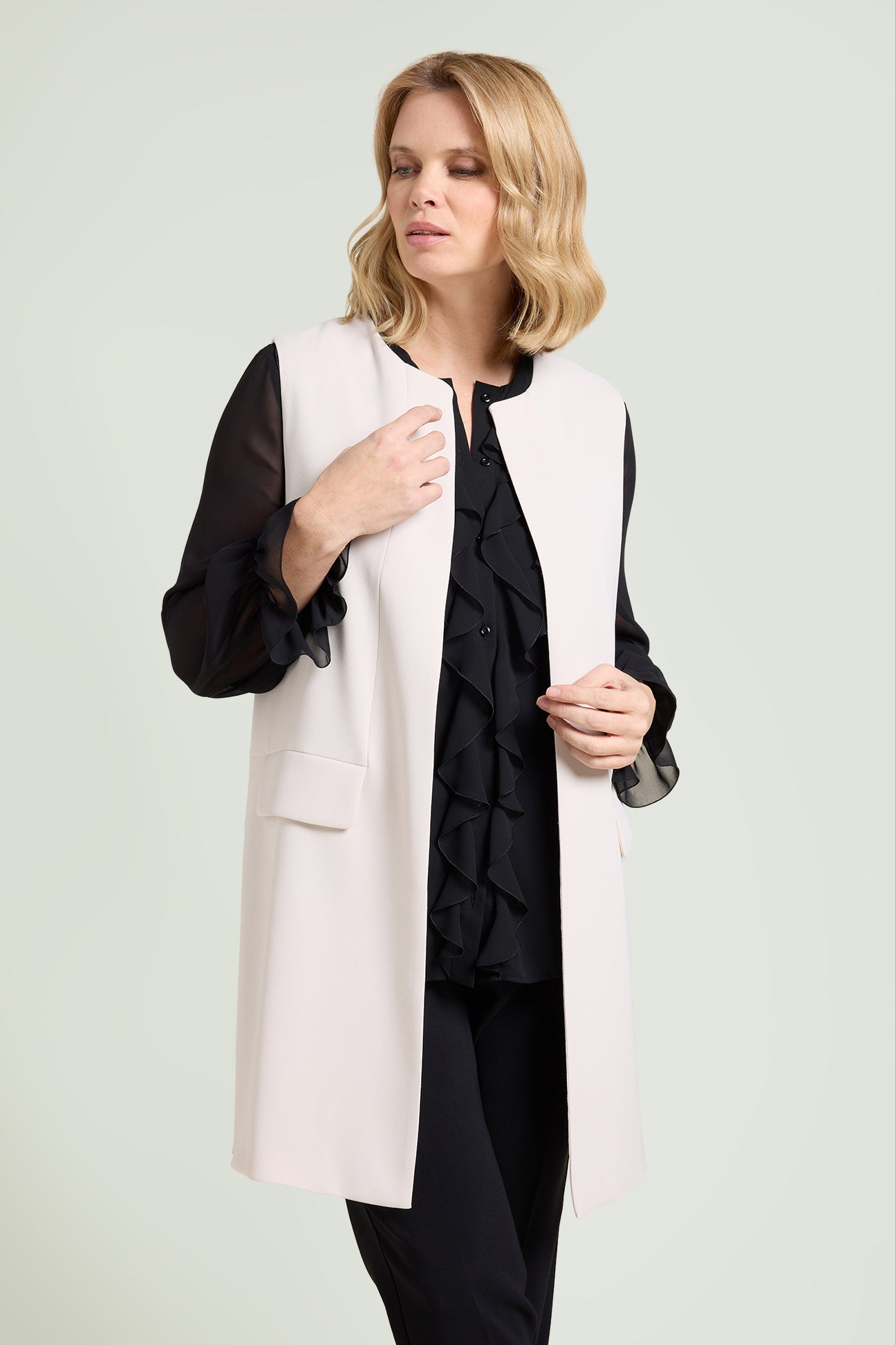 CAMICIA IN GEORGETTE CON VOLANT