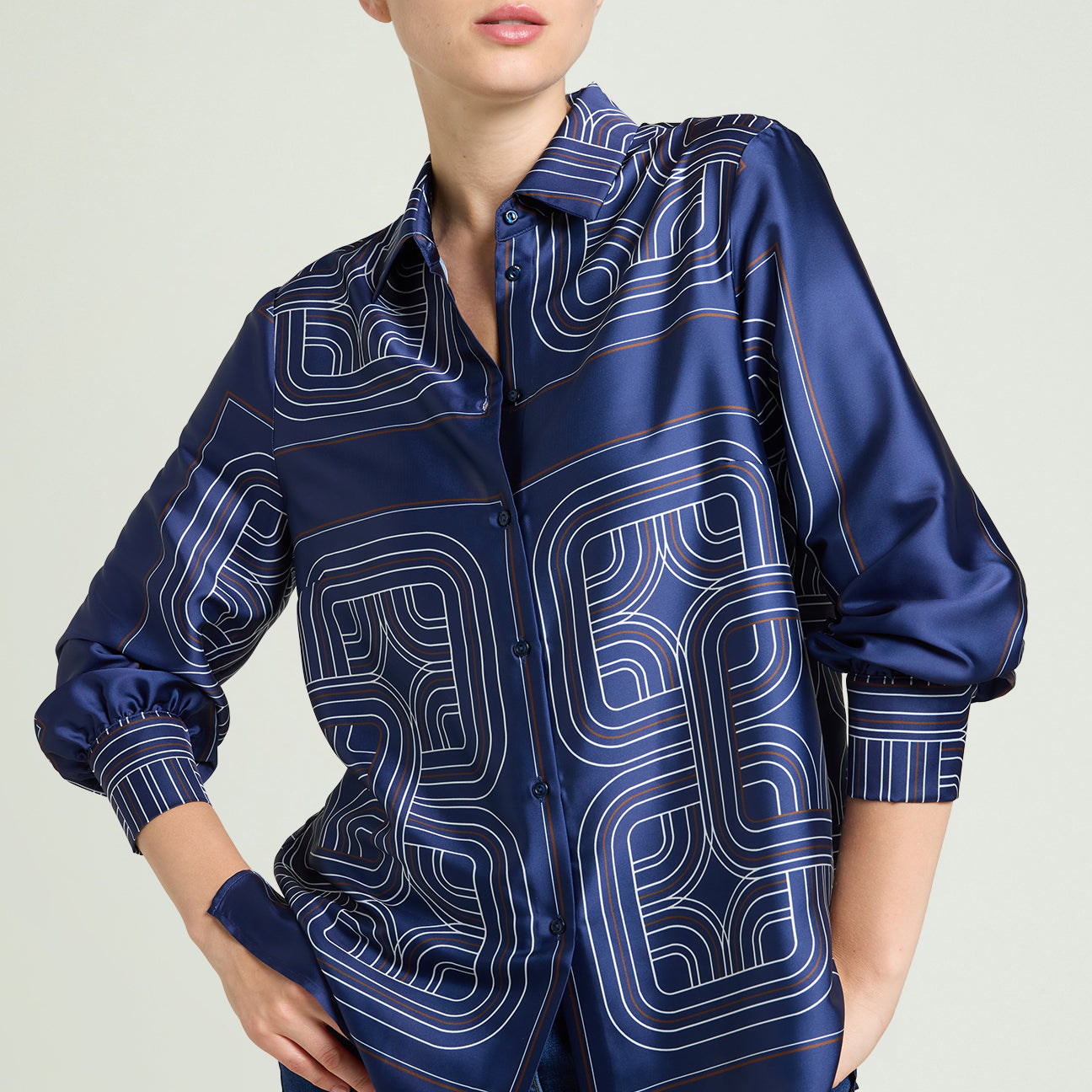 CAMICIA IN SATIN STAMPATO