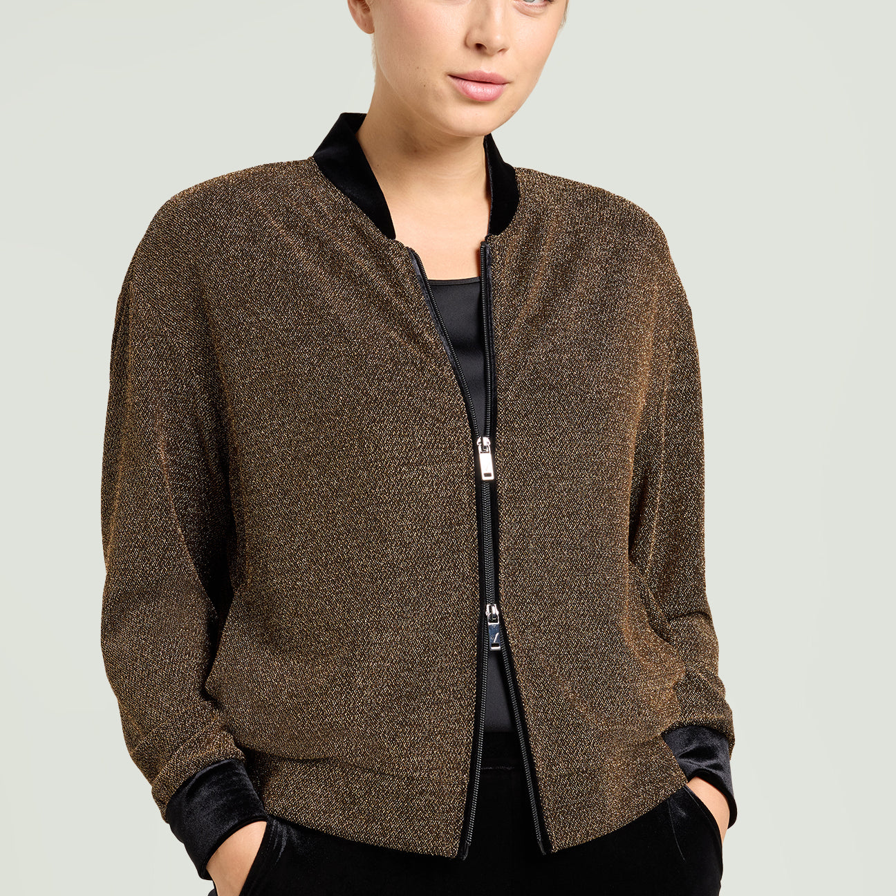 BOMBER IN JERSEY LUREX