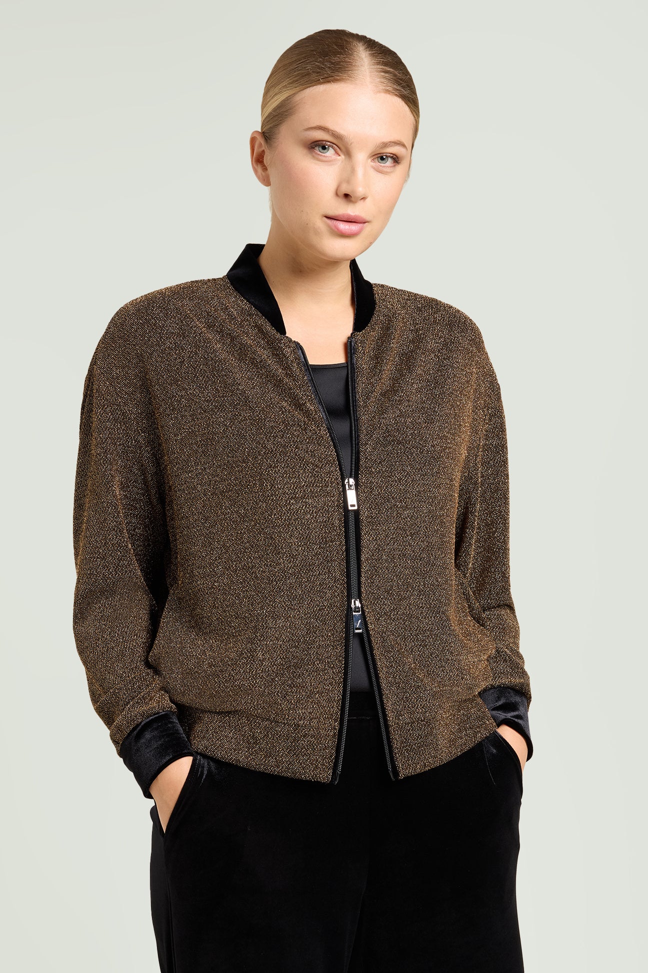 BOMBER IN JERSEY LUREX