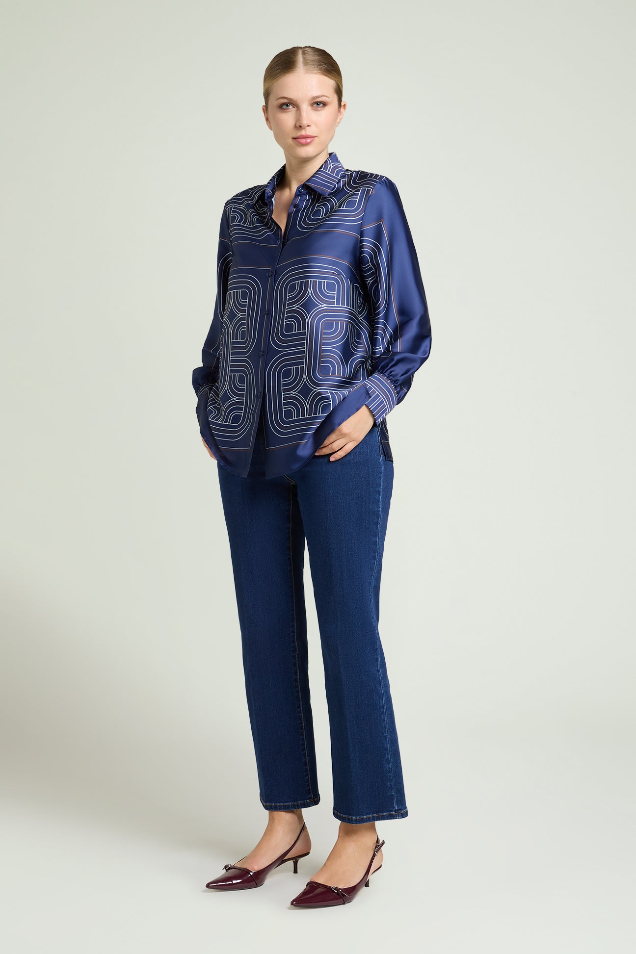 CAMICIA IN SATIN STAMPATO