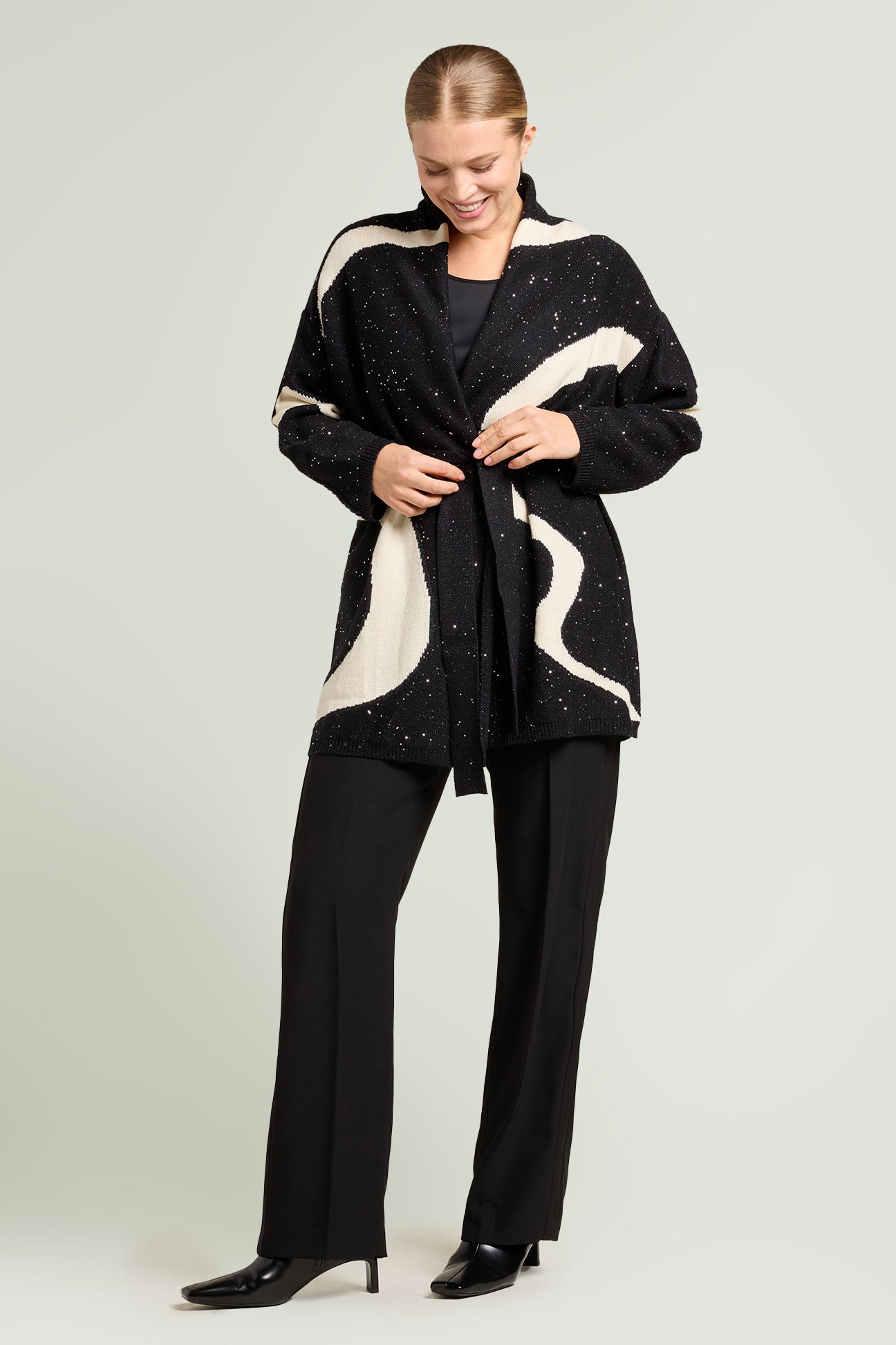 CARDIGAN CON INTARSIO AD ONDE