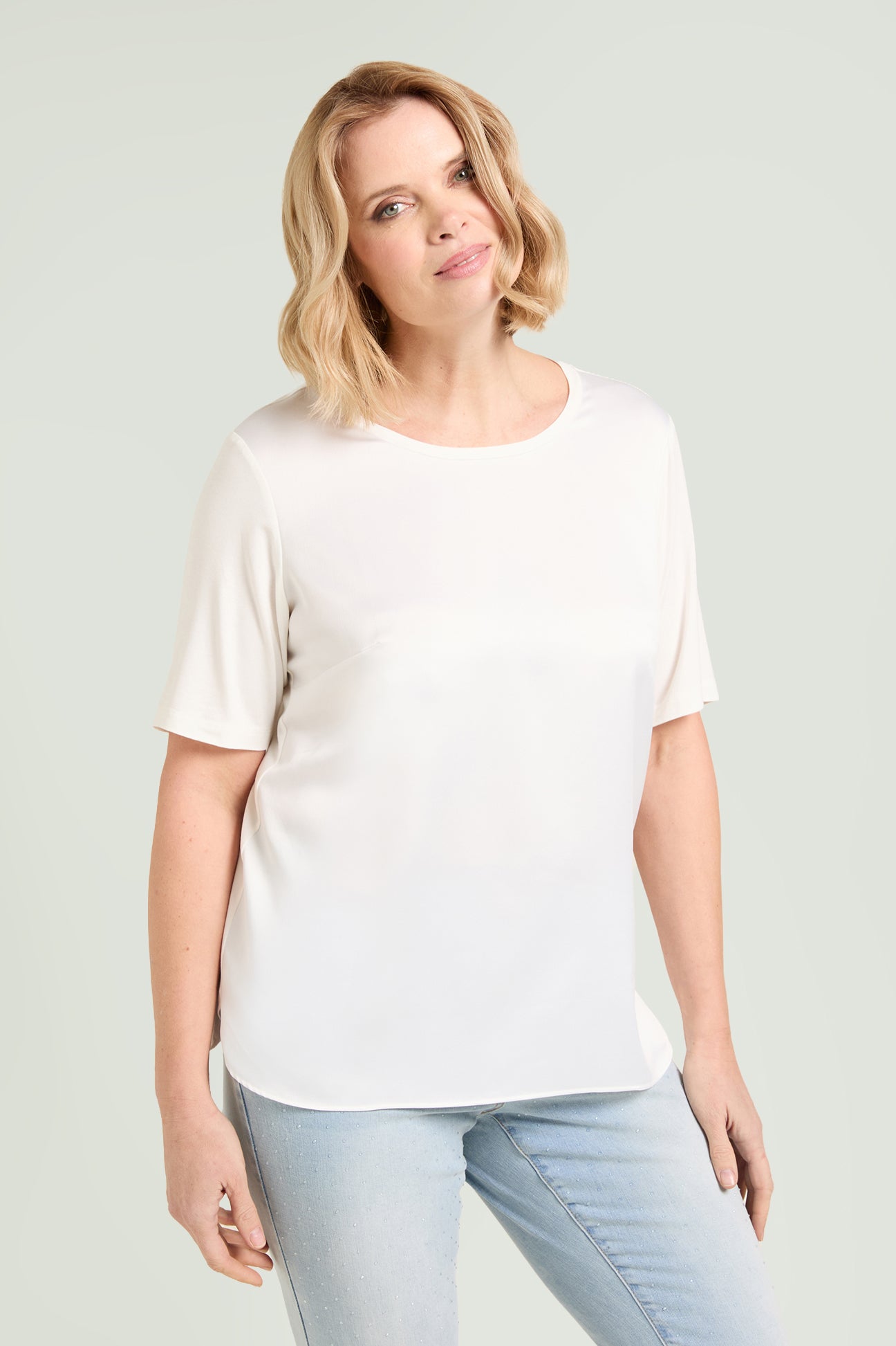 T-SHIRT IN RASO E JERSEY