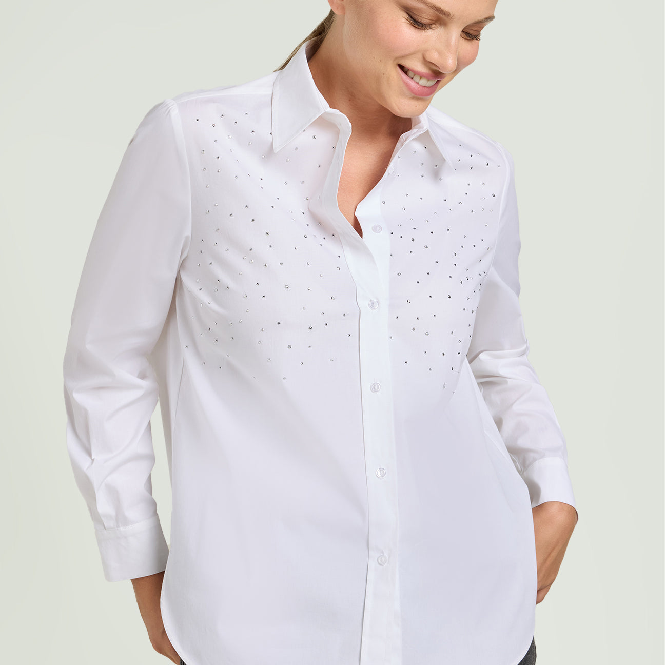 CAMICIA IN POPELINE RICAMATA