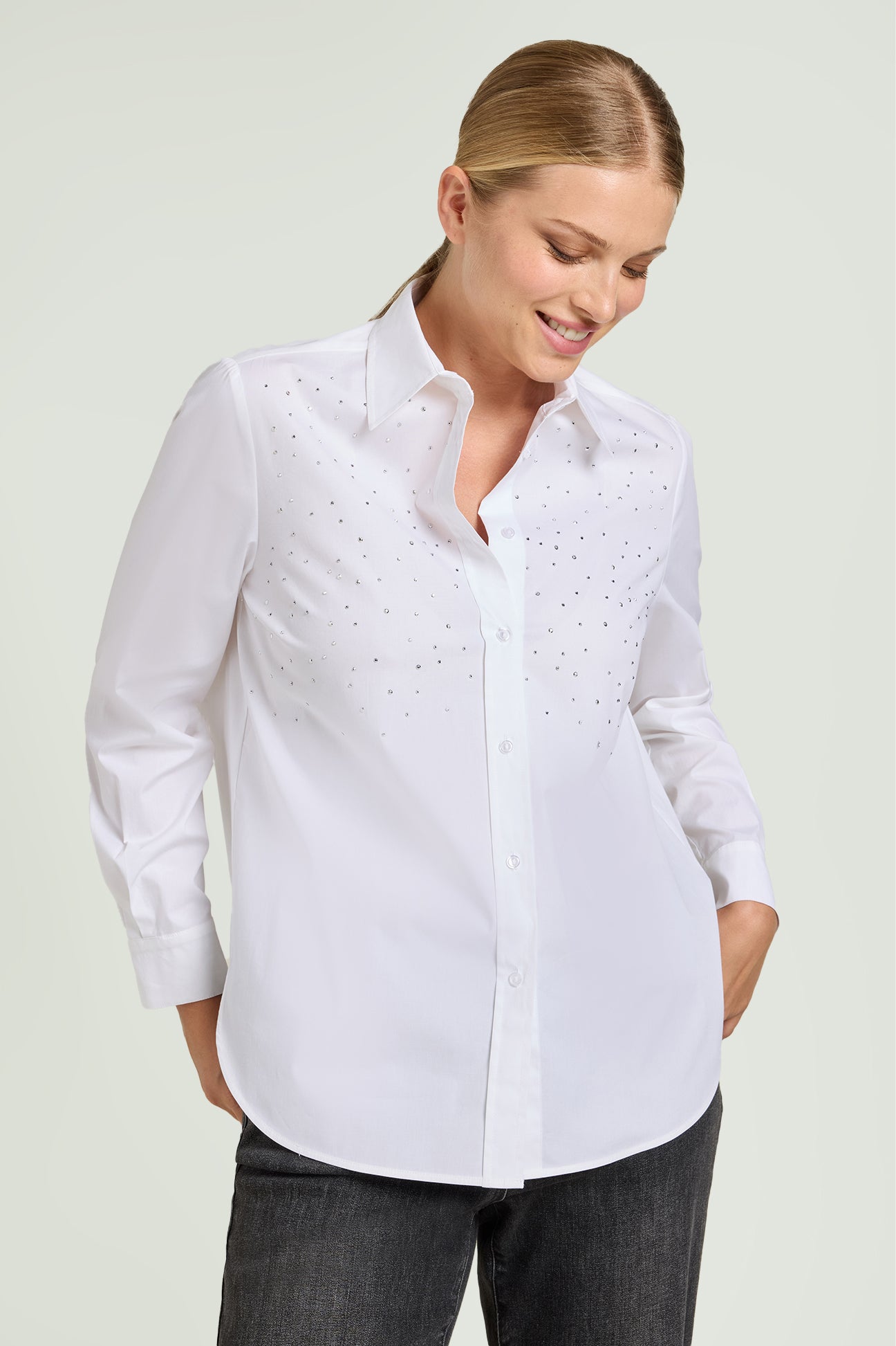 CAMICIA IN POPELINE RICAMATA