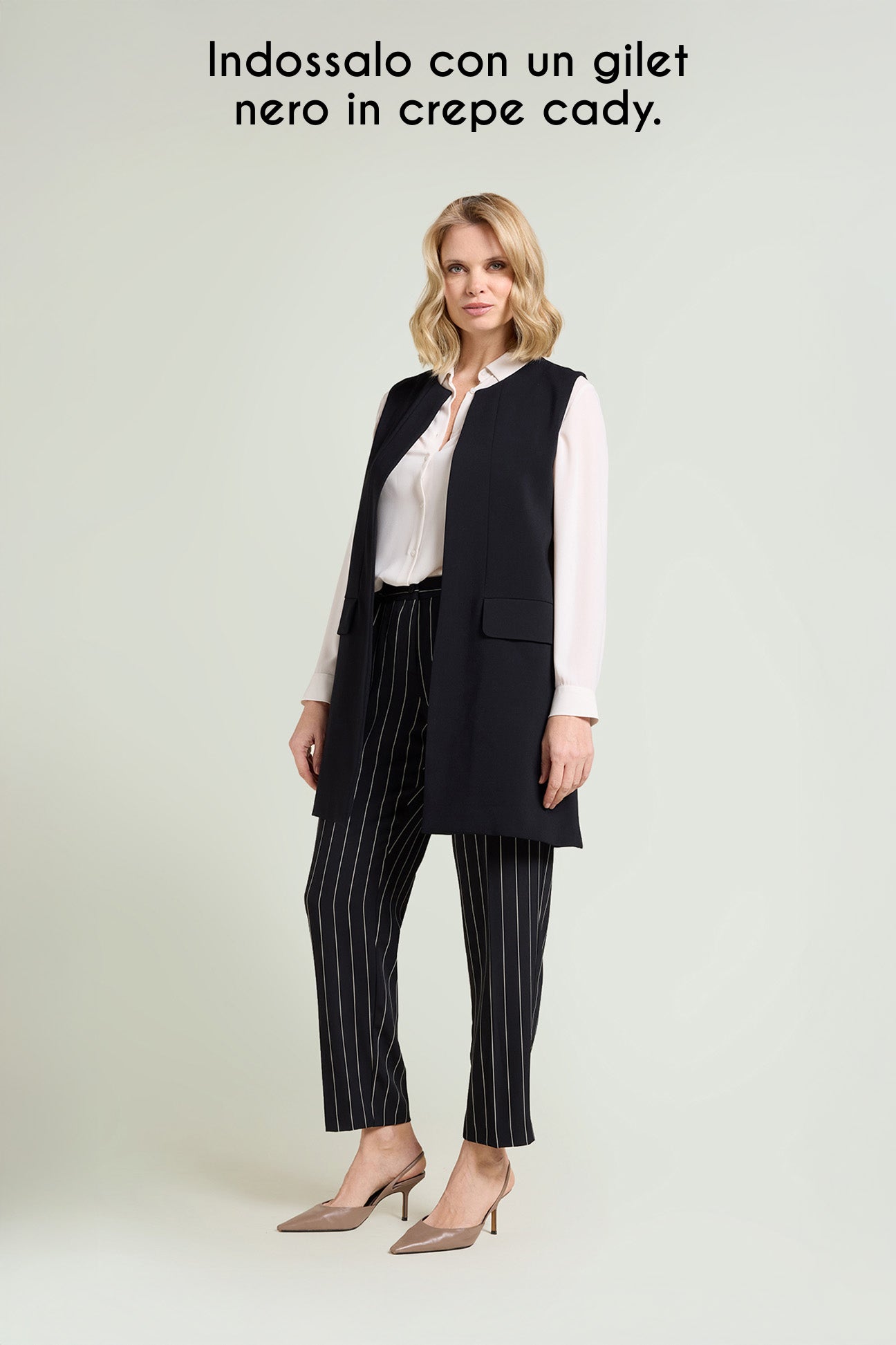 PANTALONI A SIGARETTA IN CADY GESSATO