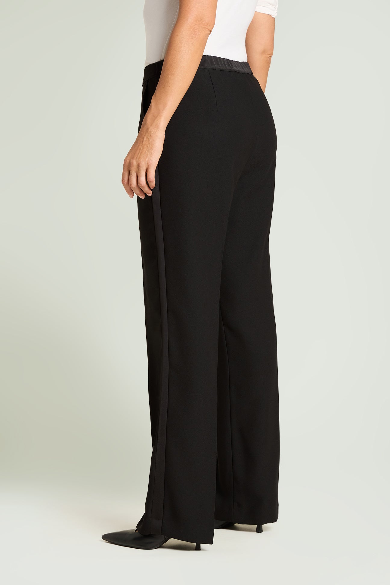 PANTALONI IN CADY CON BANDE IN RASO