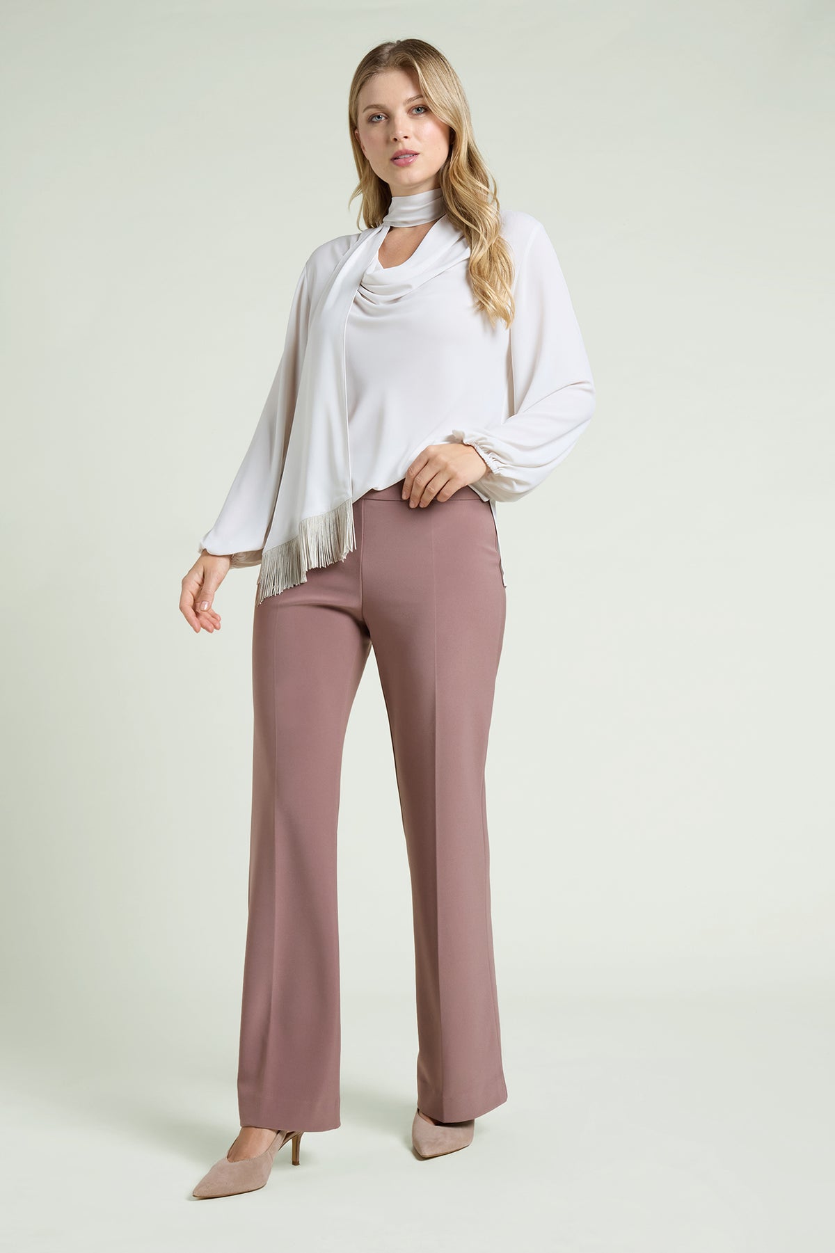 PANTALONI PULL-ON FLARE IN COMPACT STRETCH
