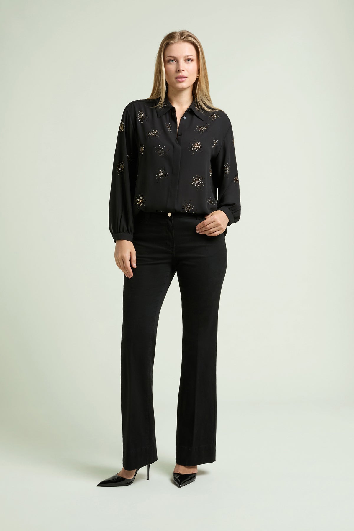 CAMICIA IN DOPPIA GEORGETTE CON PUNTI LUCE