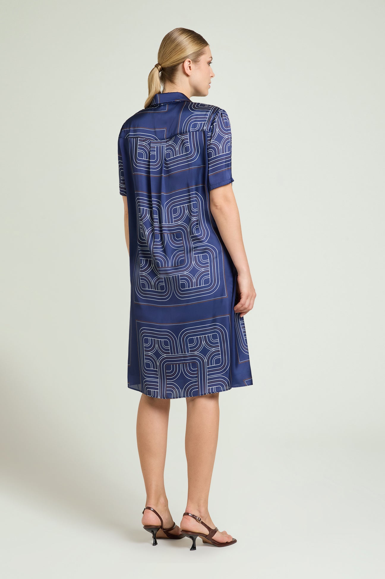 ABITO POLO IN SATIN STAMPATO