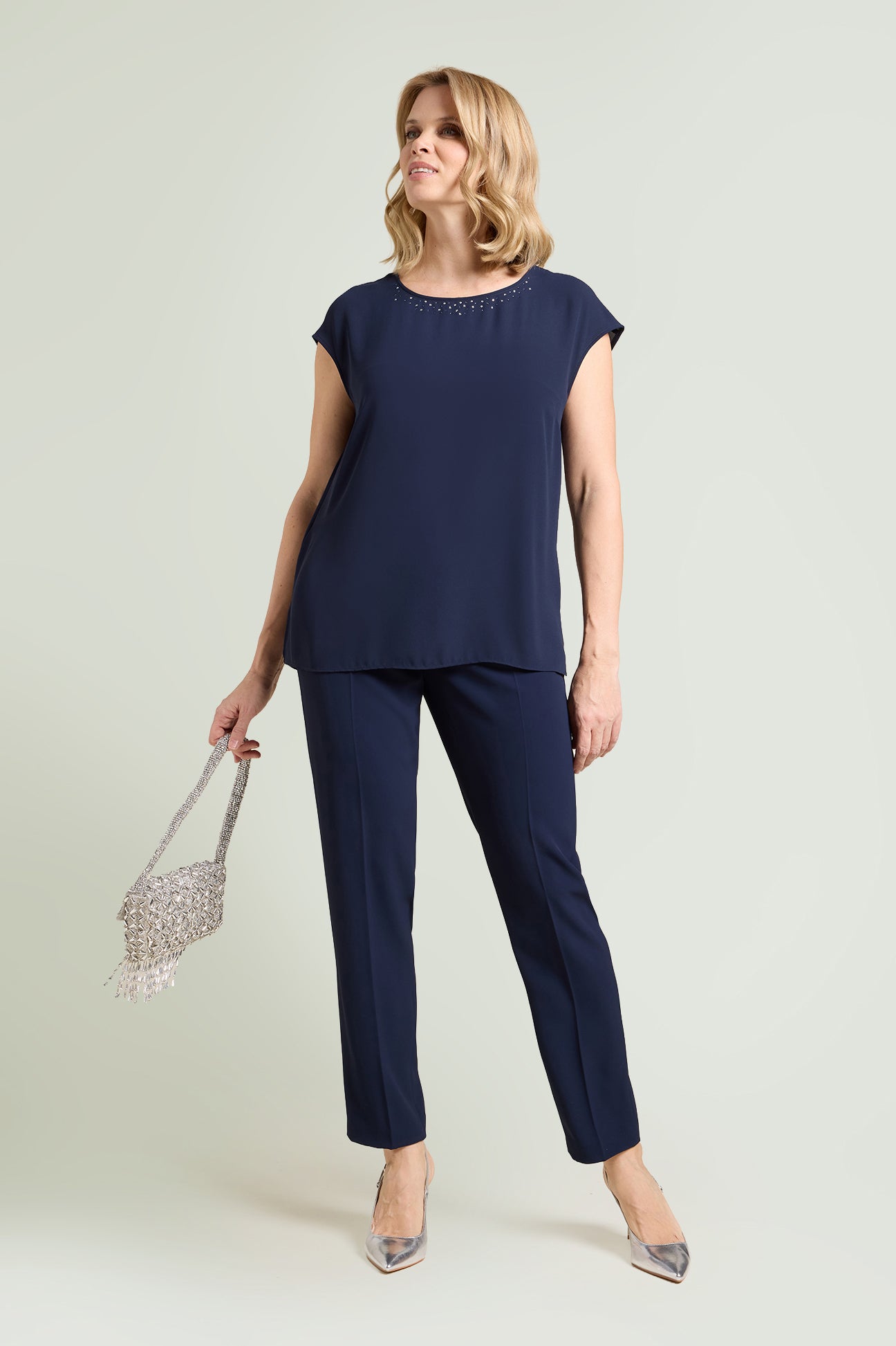 TOP IN DOPPIA GEORGETTE CON PUNTI LUCE