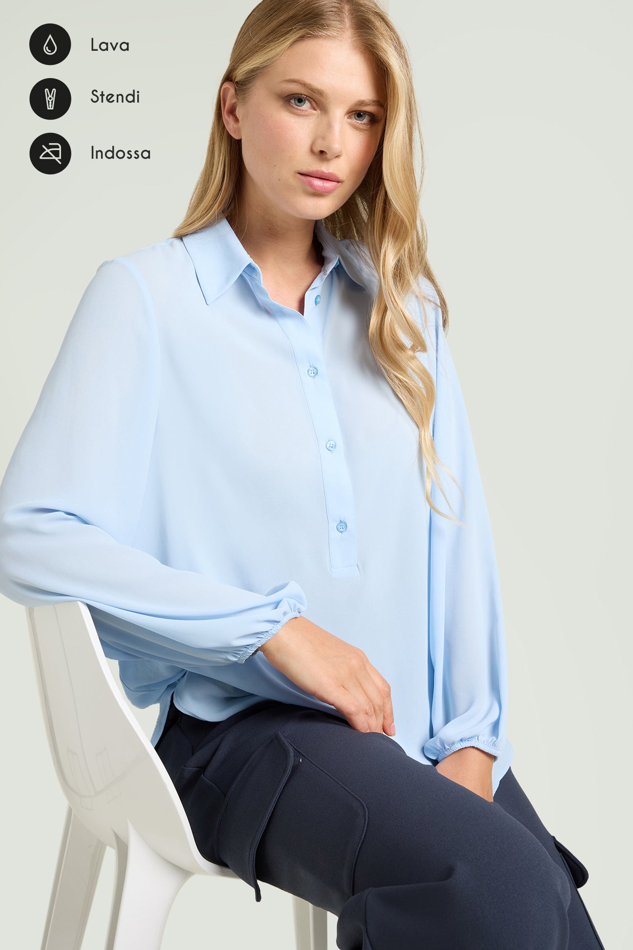Camicia Polo in Doppia Georgette
