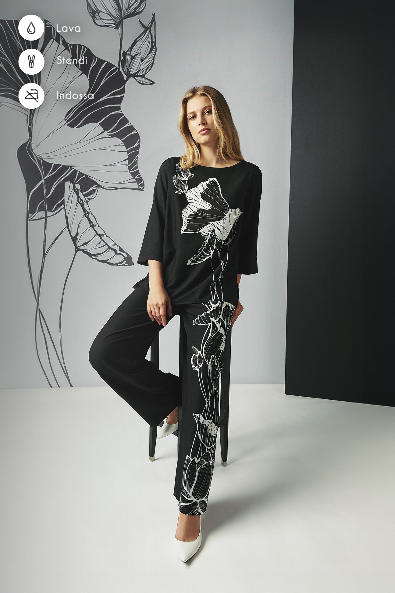 PANTALONI CON STAMPA PIAZZATA