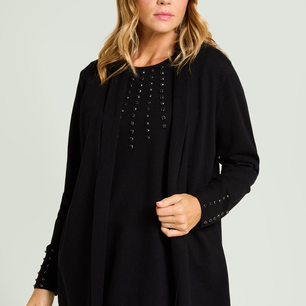 CARDIGAN RICAMATO CON EFFETTO TWIN SET