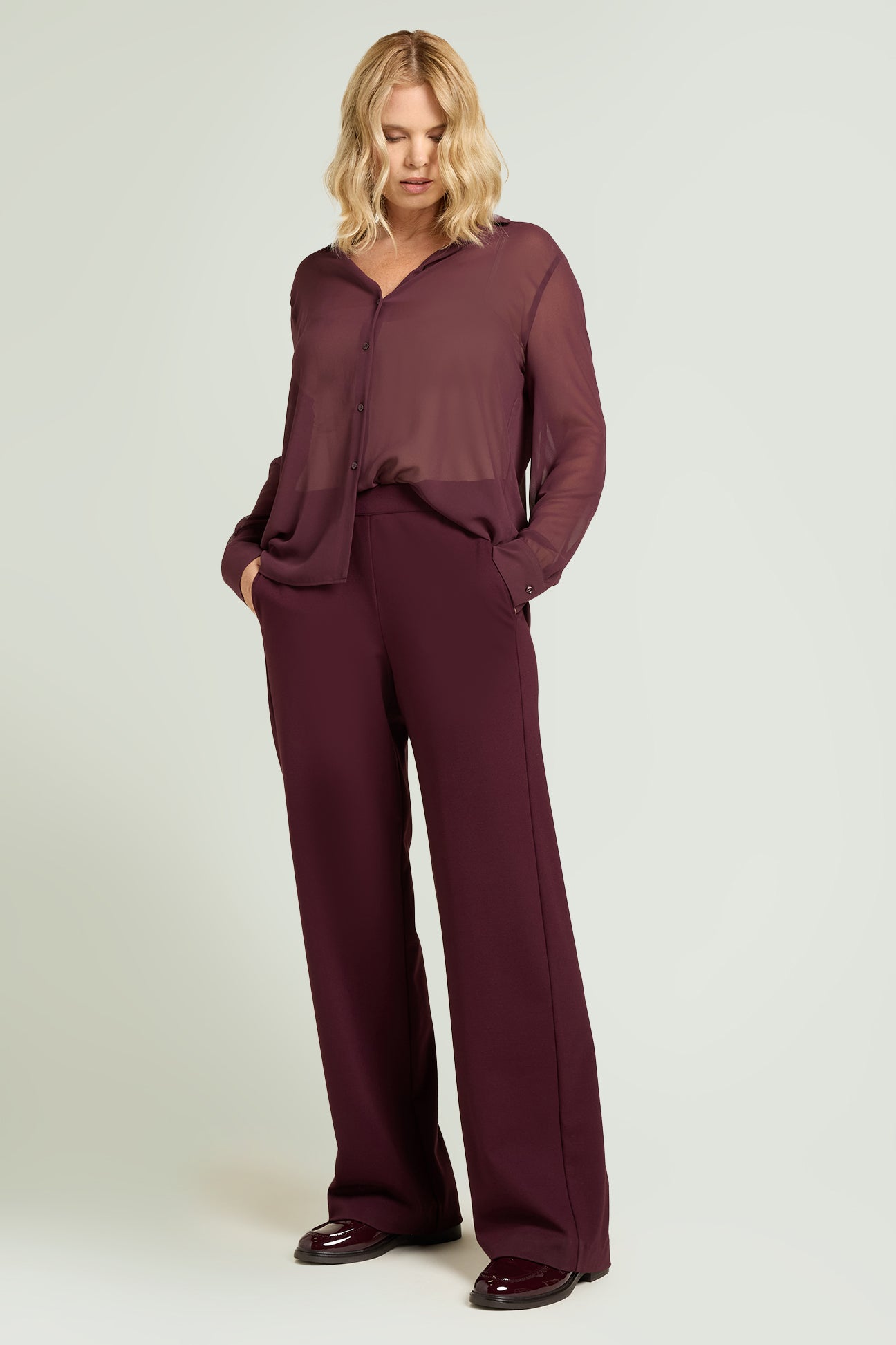 PANTALONI PULL-ON WIDE LEG IN PUNTO MILANO