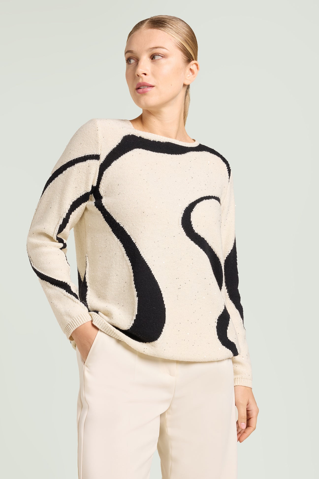 MAGLIA CON INTARSIO AD ONDE