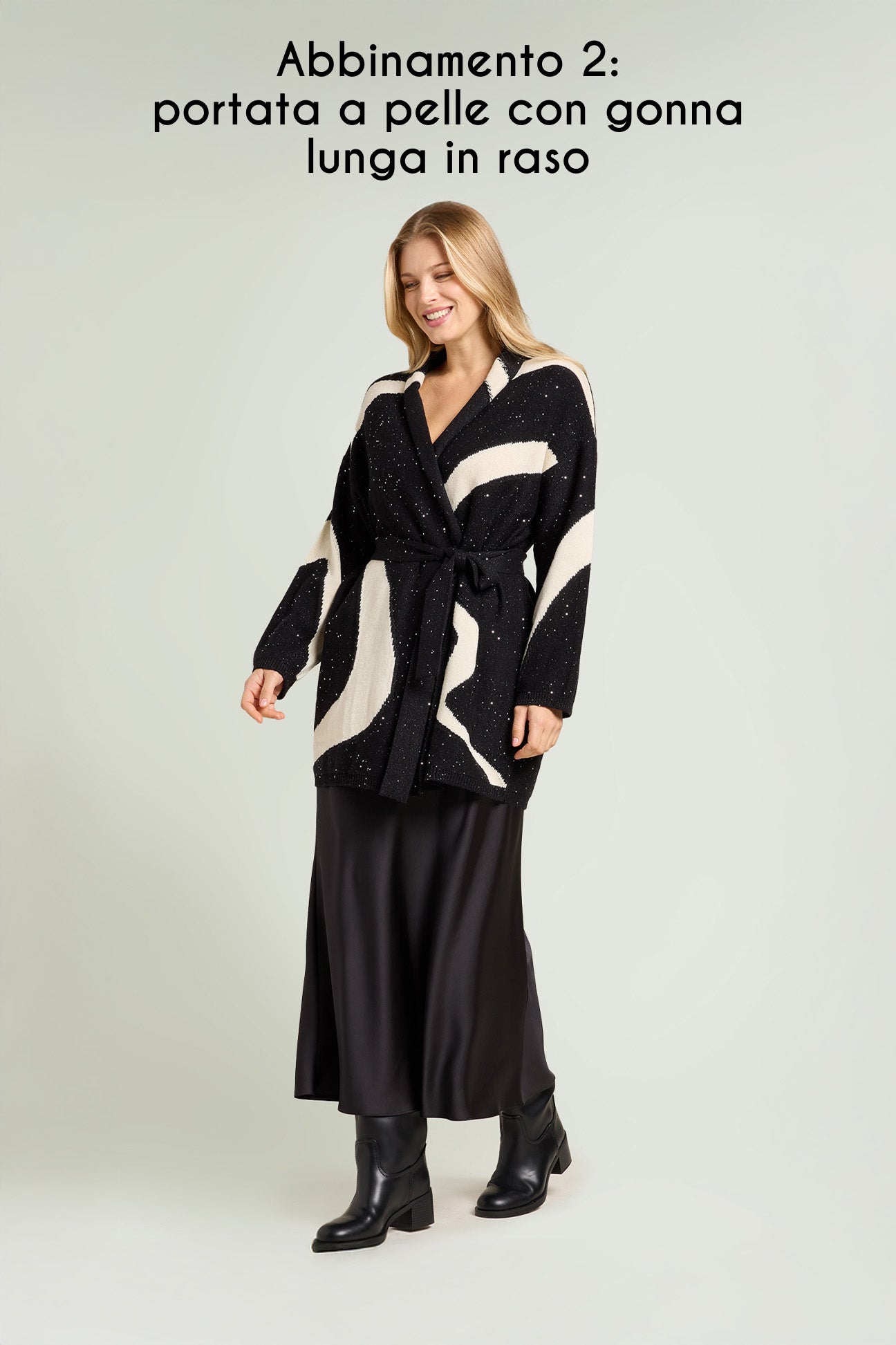 CARDIGAN CON INTARSIO AD ONDE