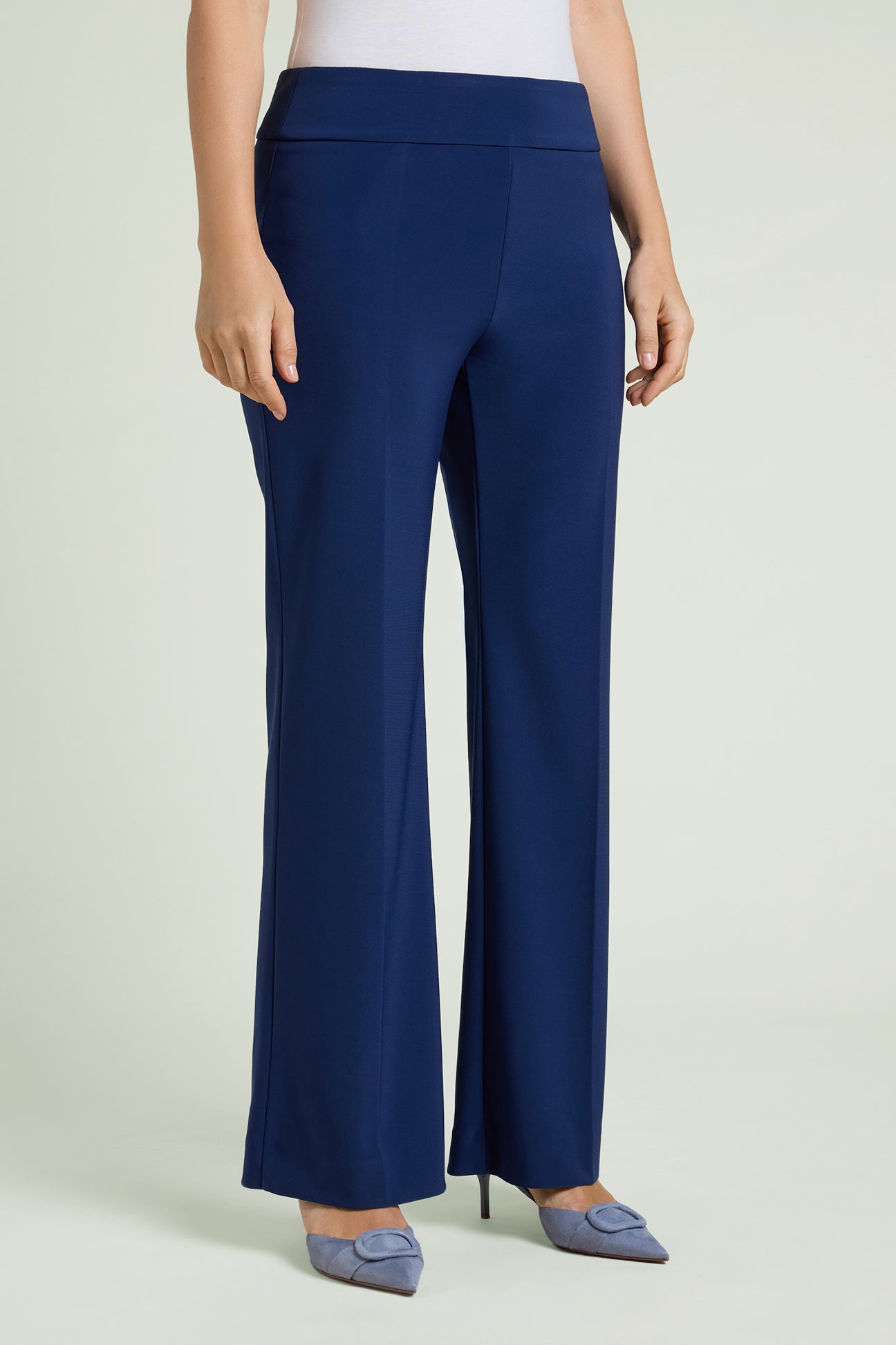 PANTALONI PULL-ON FLARE IN COMPACT STRETCH