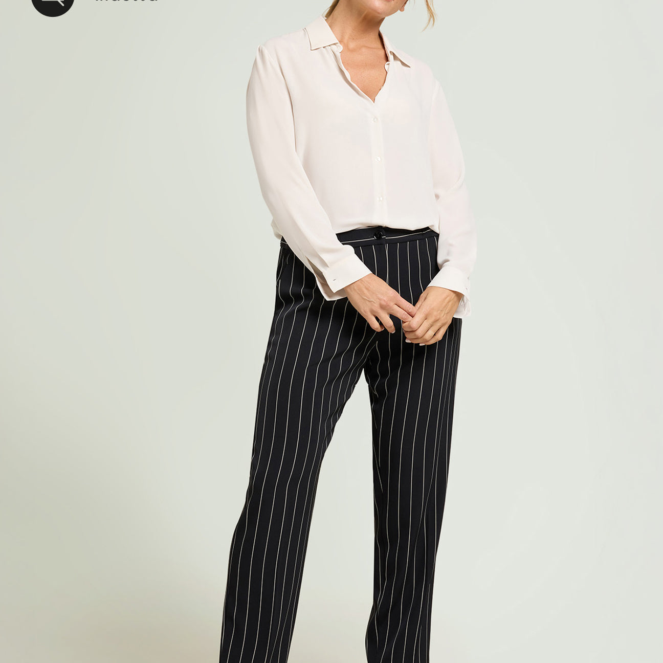 PANTALONI A SIGARETTA IN CADY GESSATO