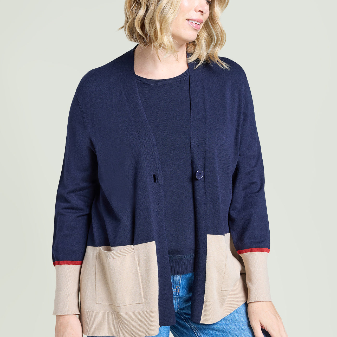 CARDIGAN COLOR-BLOCK IN VISCOSA COMFORT
