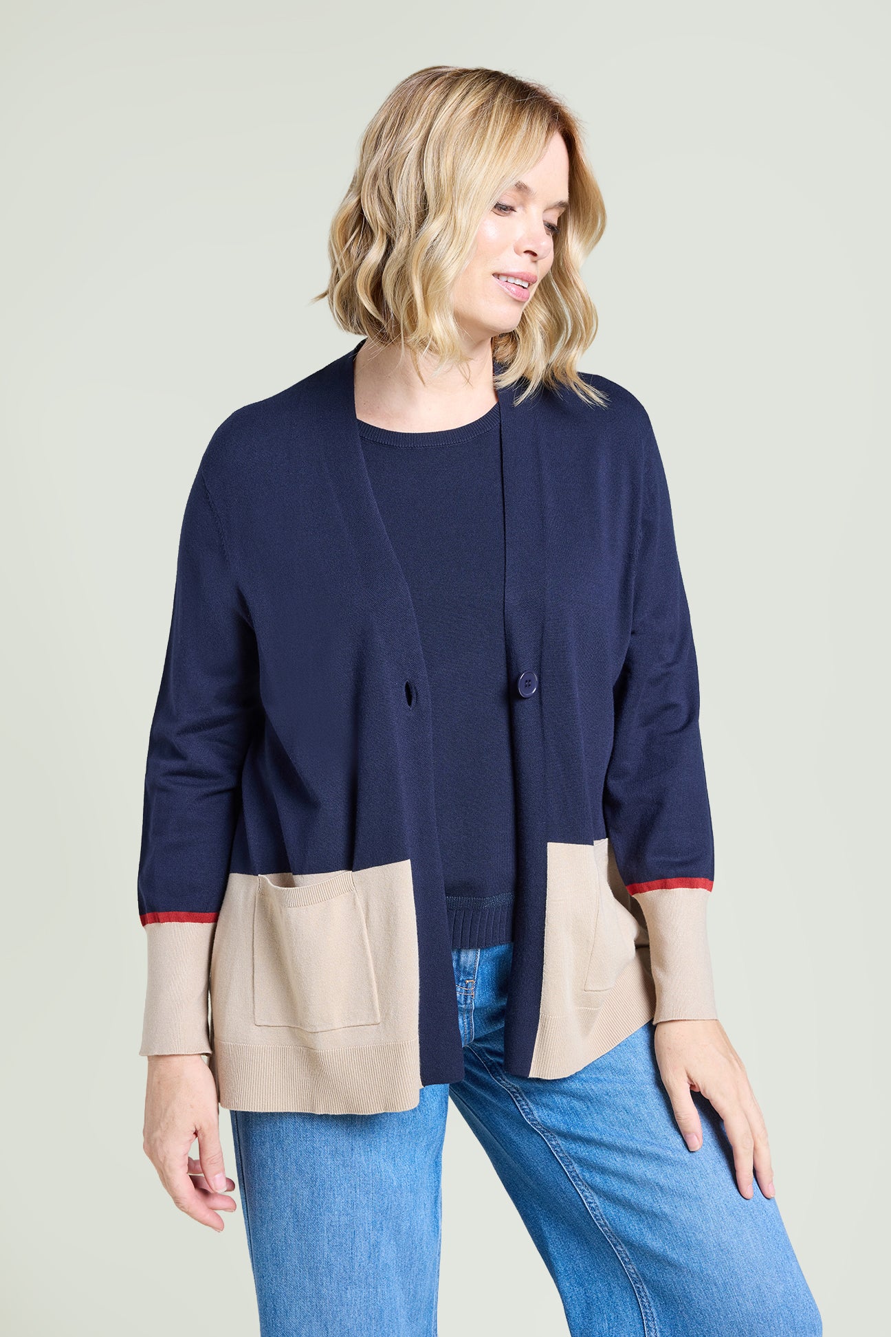 CARDIGAN COLOR-BLOCK IN VISCOSA COMFORT