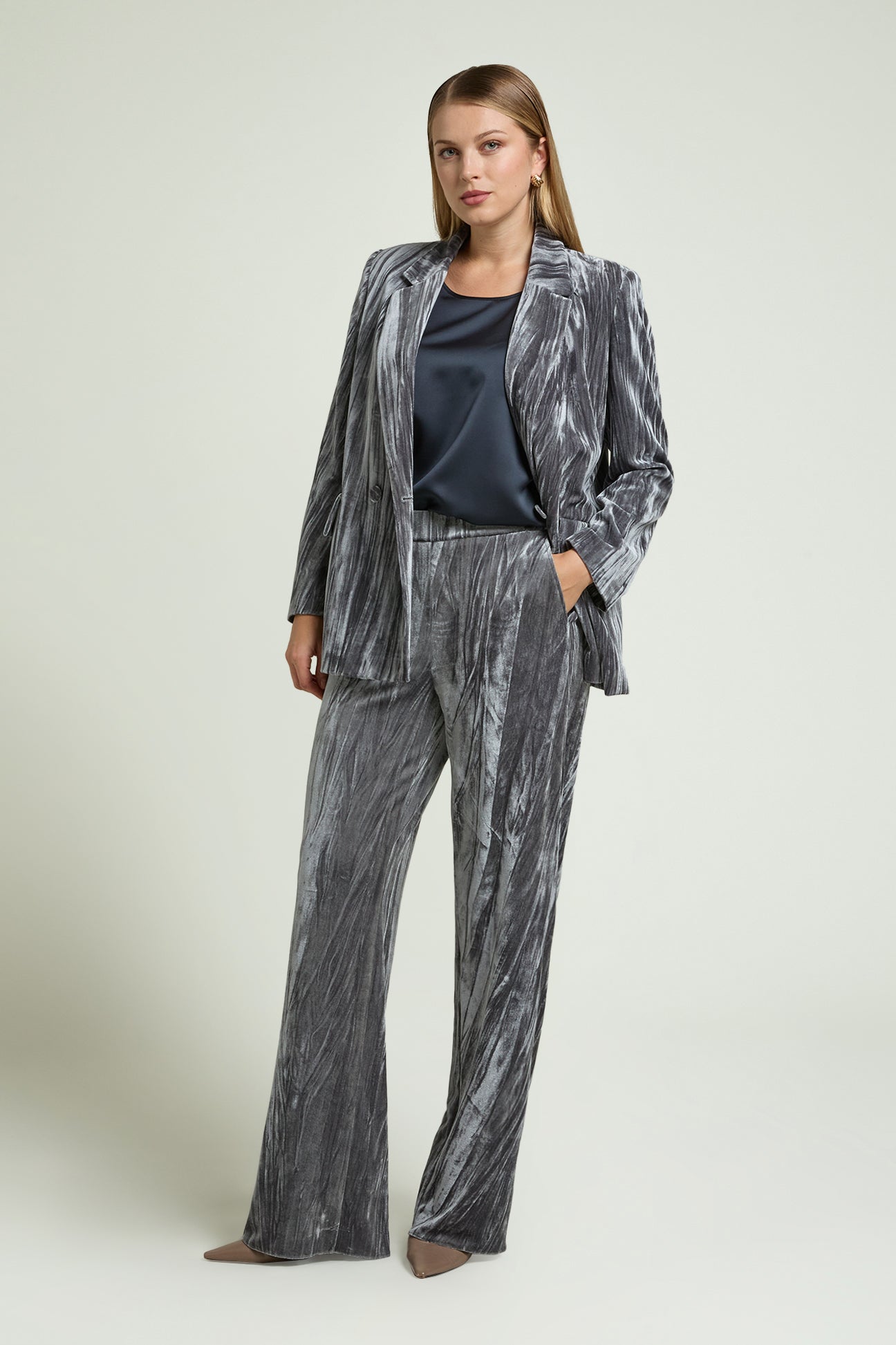 PANTALONI PULL-ON IN VELLUTO FROISSE'